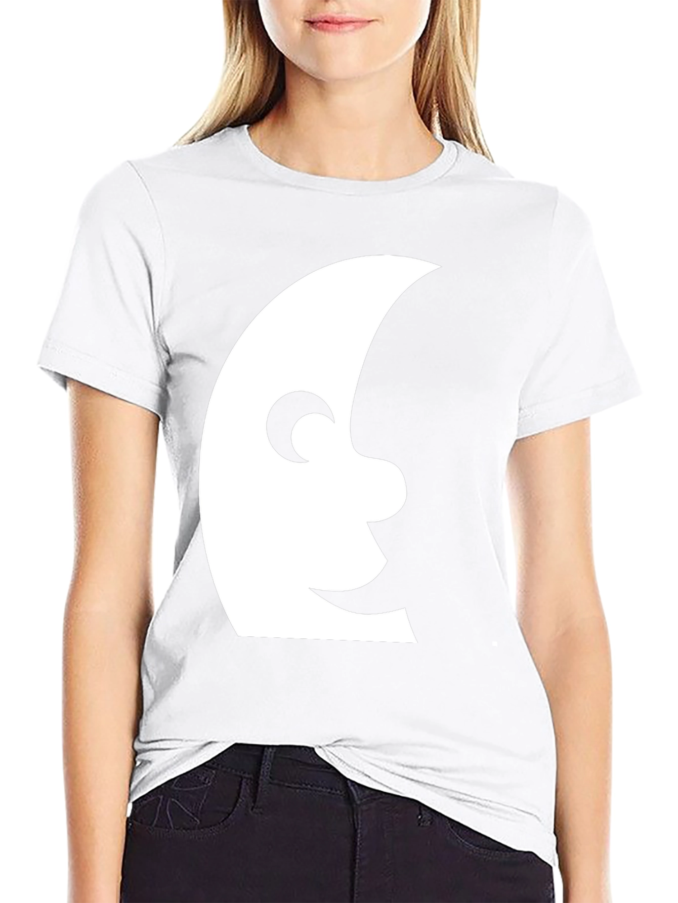 Black Men's Black T-Shirt with Moon Face Graphic view 9