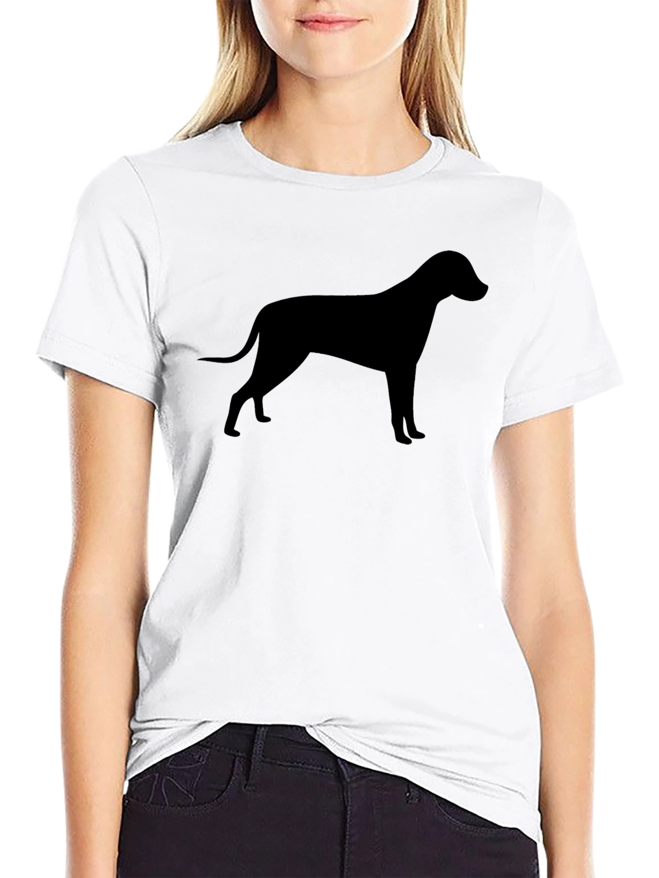Black Dog Silhouette Black T-Shirt, Unisex Casual Tee view 9
