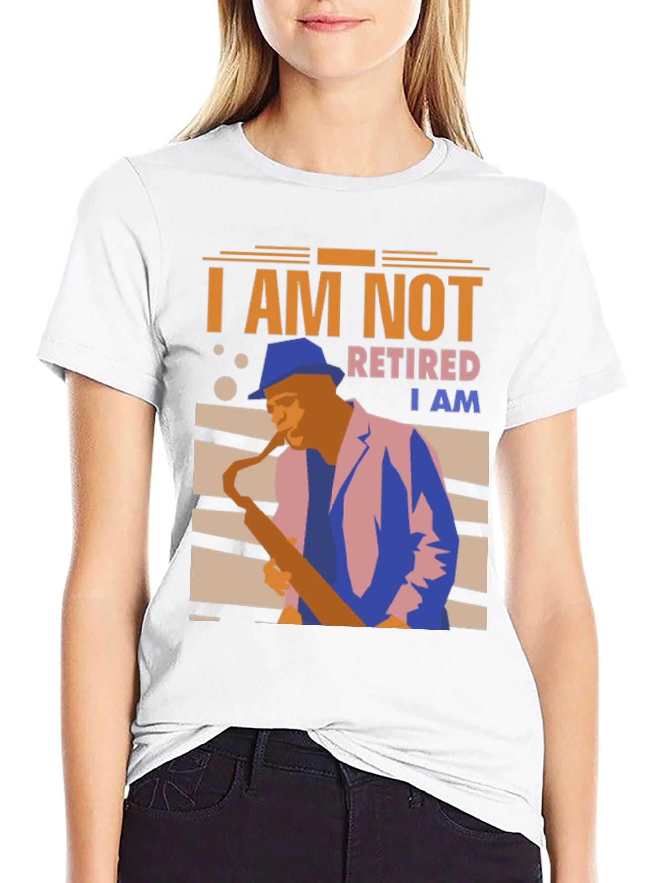 Black I Am Not Retired T-Shirt - Saxophone Player view 9
