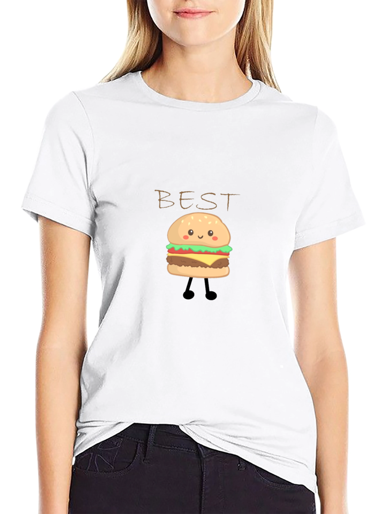 Black Best Burger T-Shirt - Cute Cartoon Foodie Tee view 9