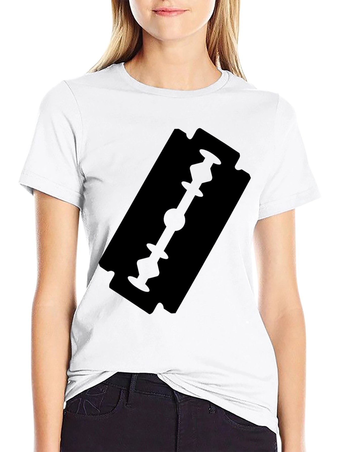 Black Black T-Shirt with Razor Blade Graphic view 9
