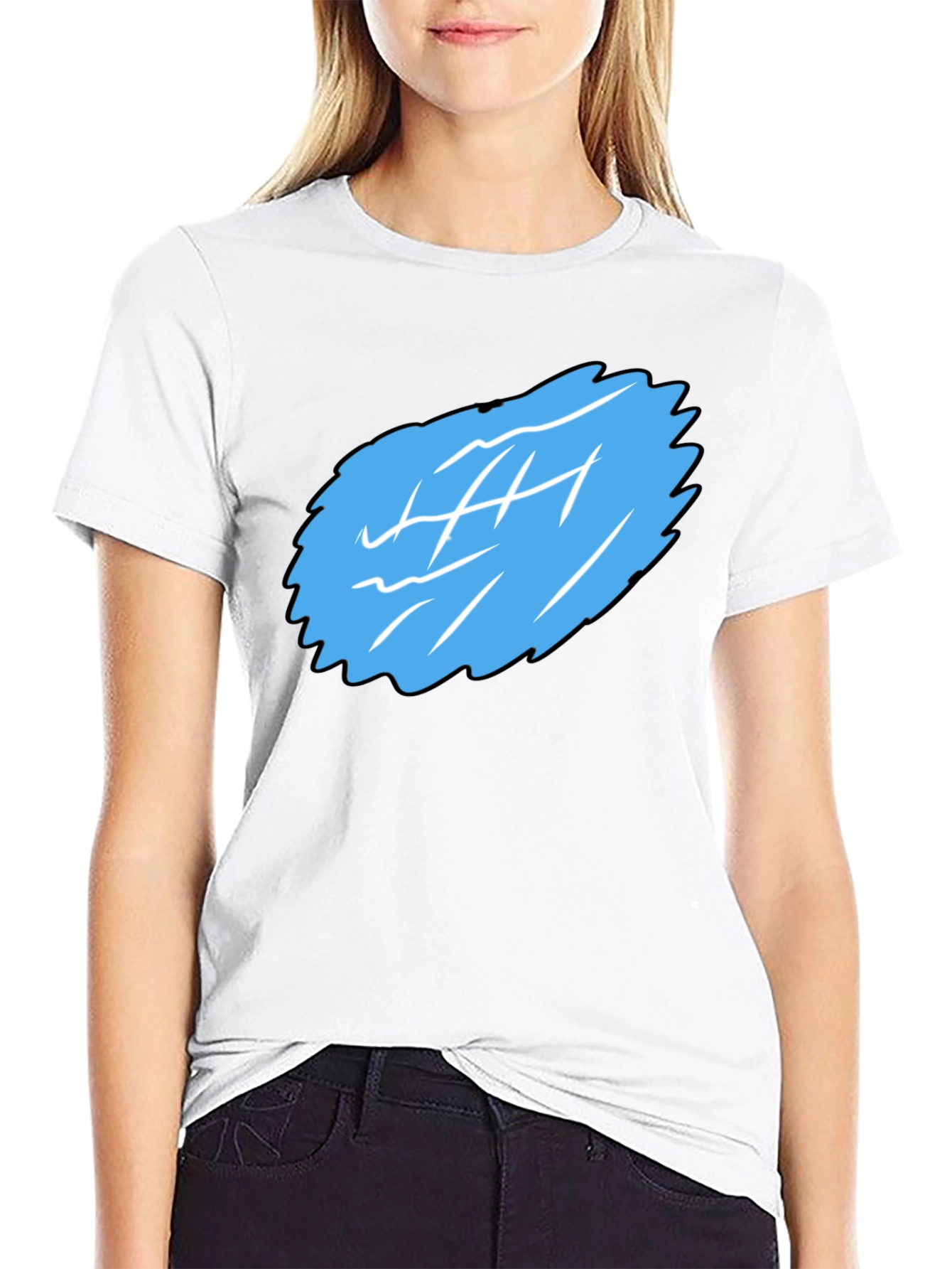 Black Men's Black Graphic Tee - Abstract Blue Design view 9