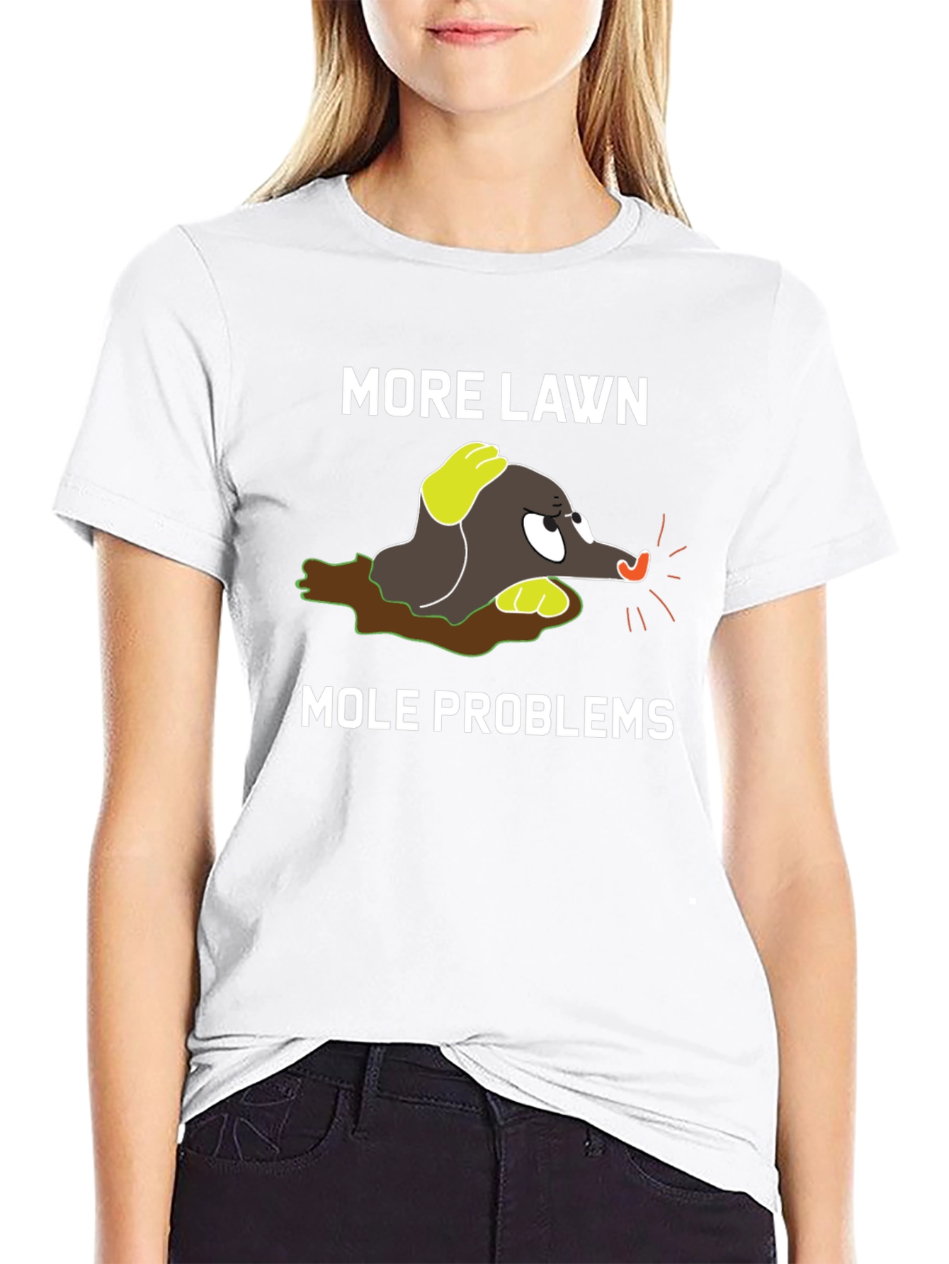 Black More Lawn Mole Problems Graphic Tee view 9