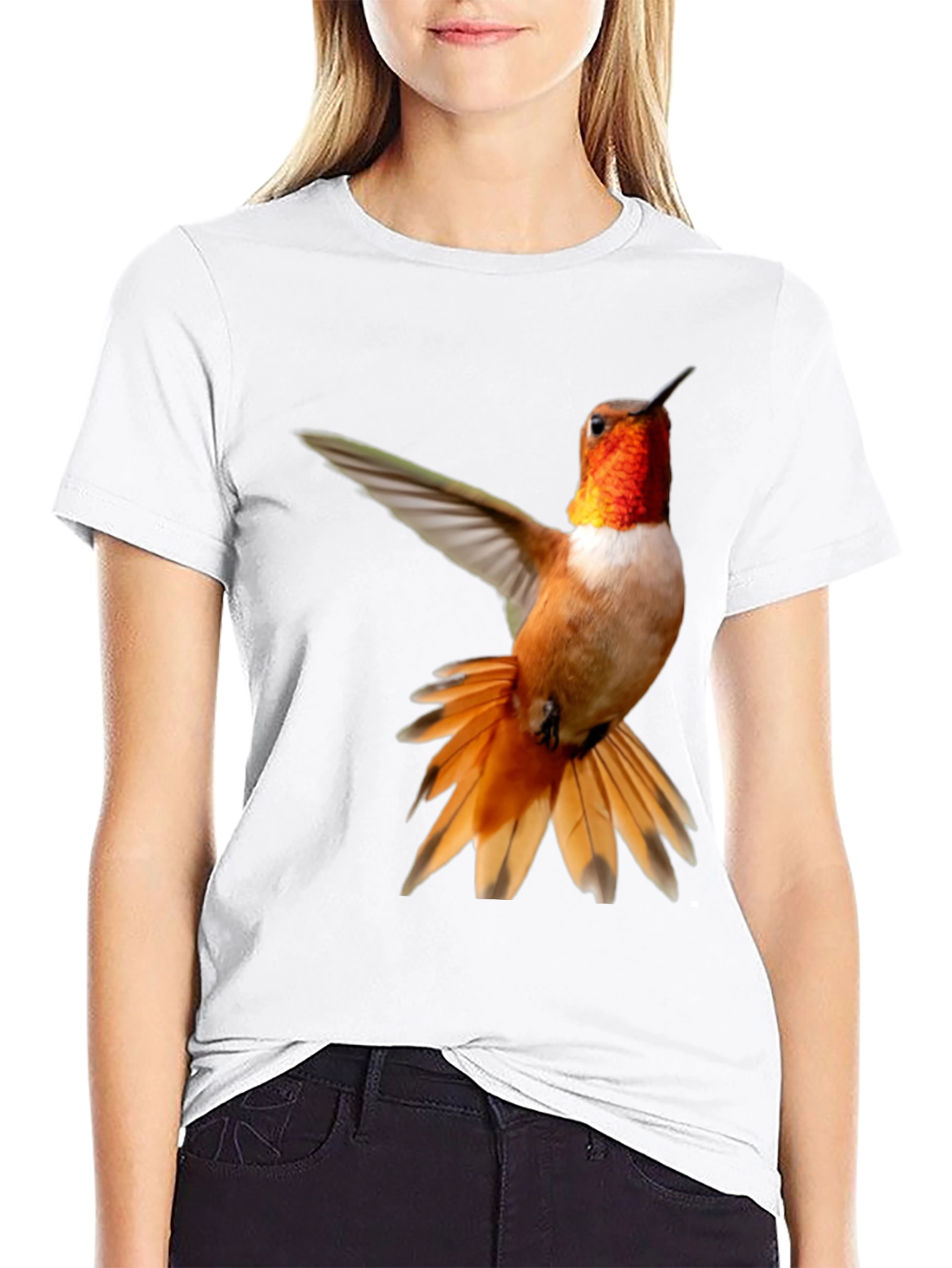 Black Hummingbird Graphic Tee - Black Cotton Blend view 9