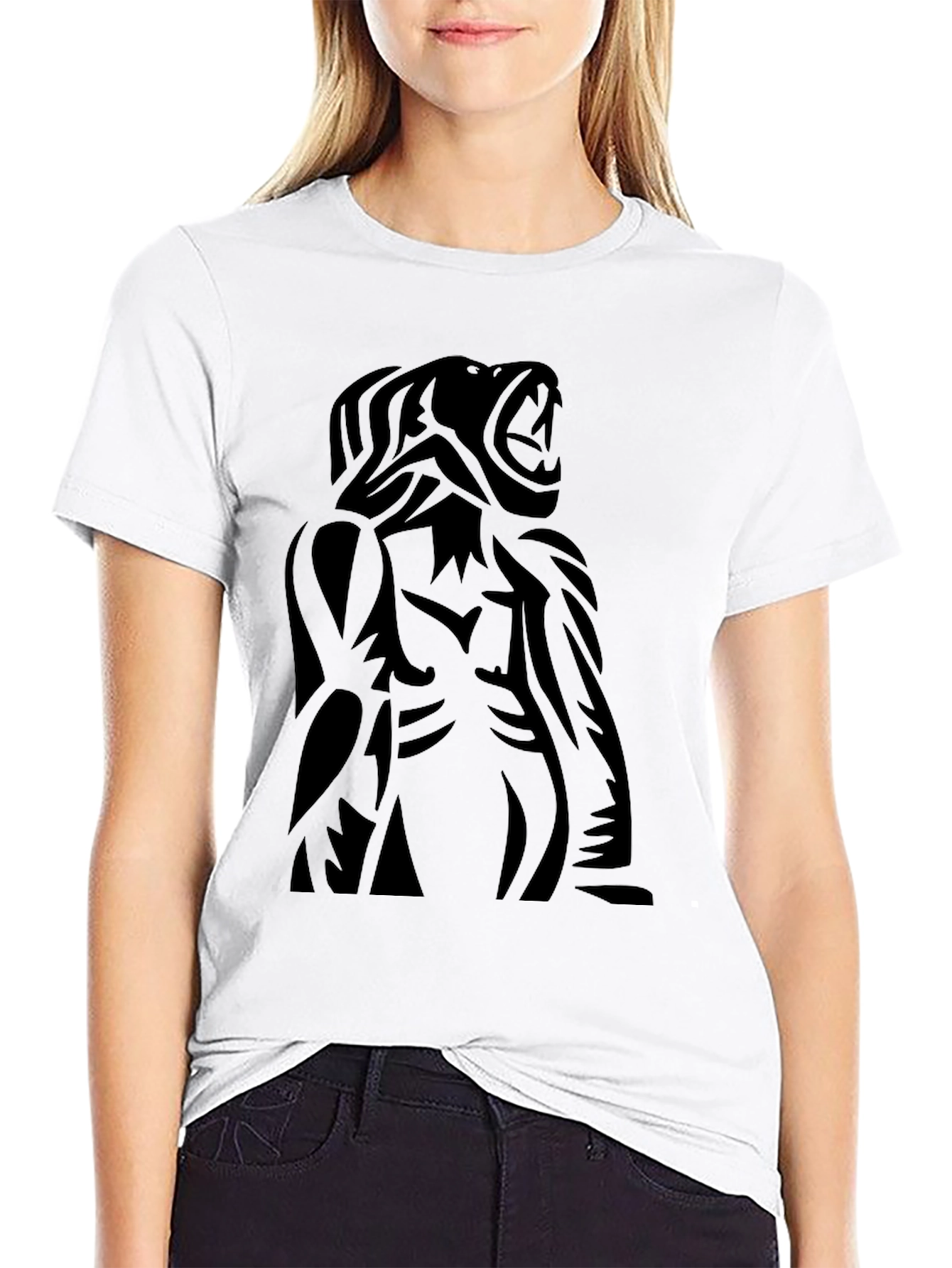 Black Roaring Beast Black Graphic Tee - Bold Statement Shirt view 9