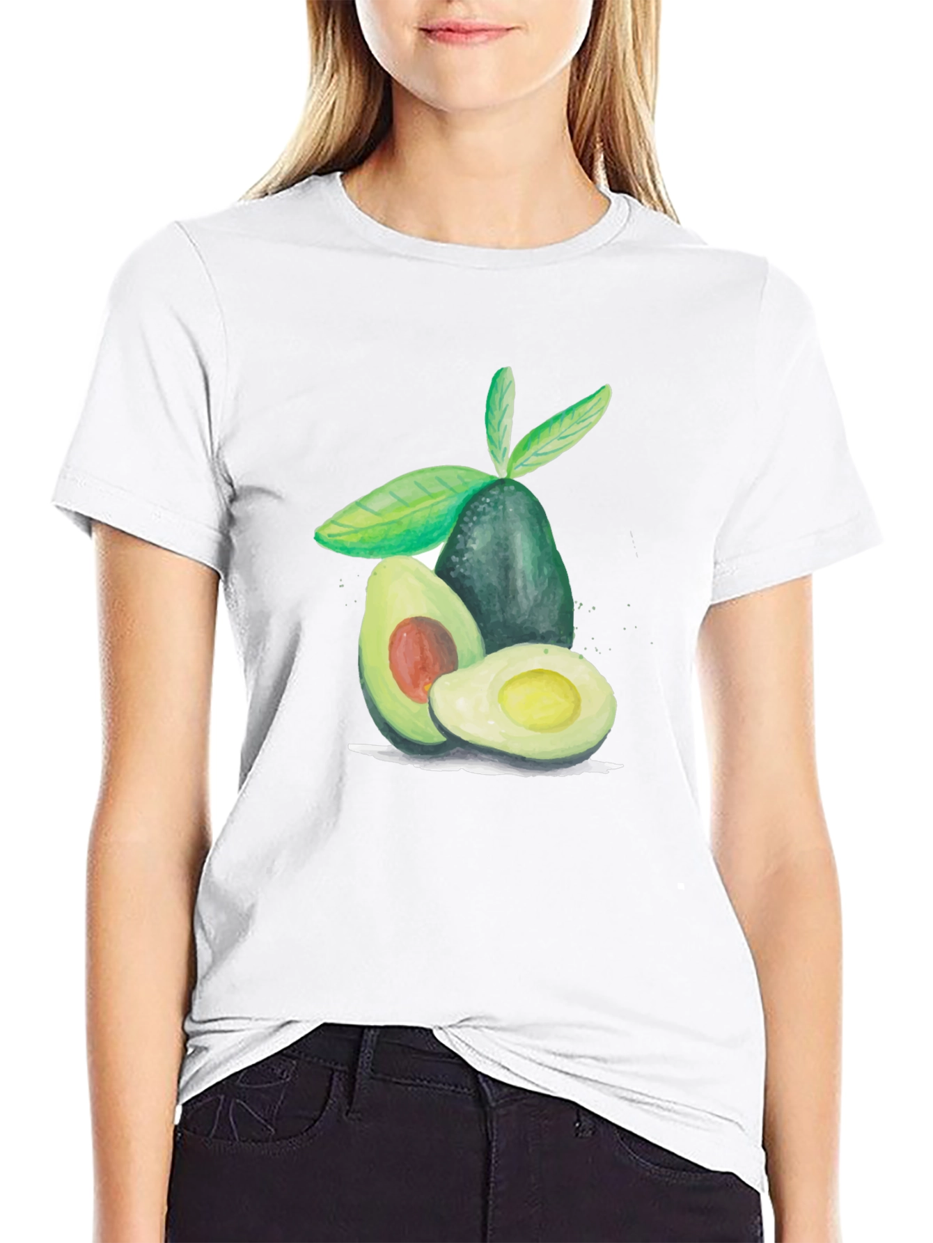 Black Avocado Graphic Tee - Casual Fruit Print T-Shirt view 9