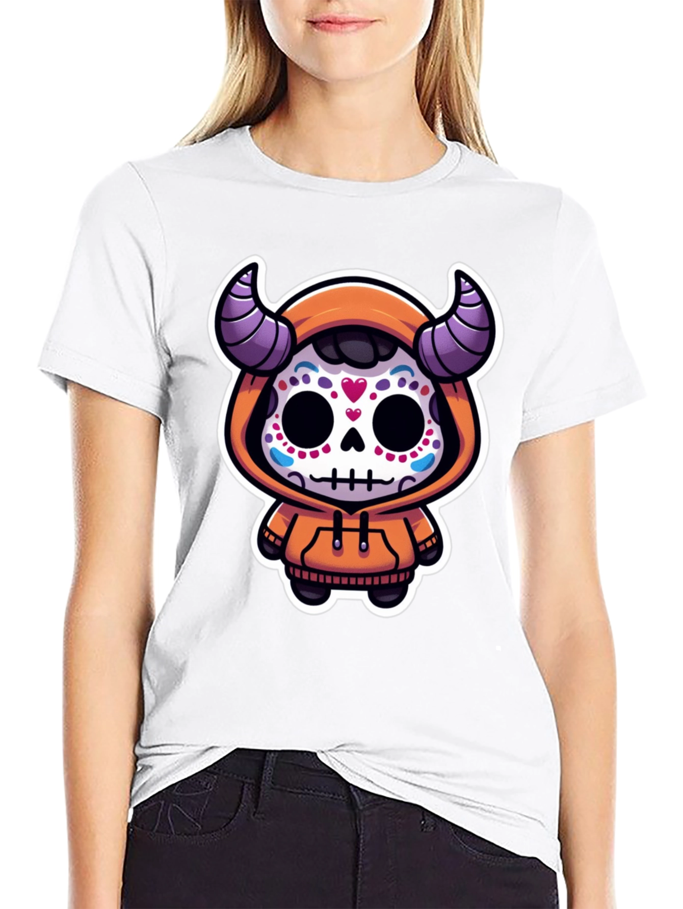 Black Sugar Skull Devil Kid's Graphic Tee view 9