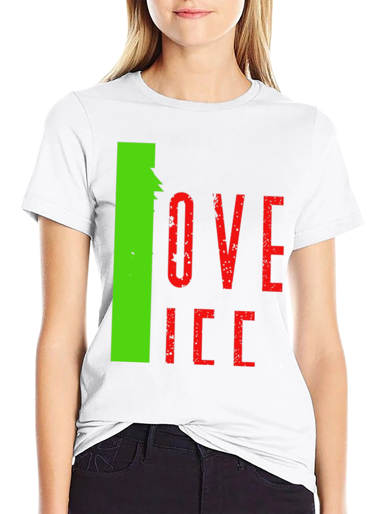 Black I Love Ice Novelty Graphic T-Shirt view 9