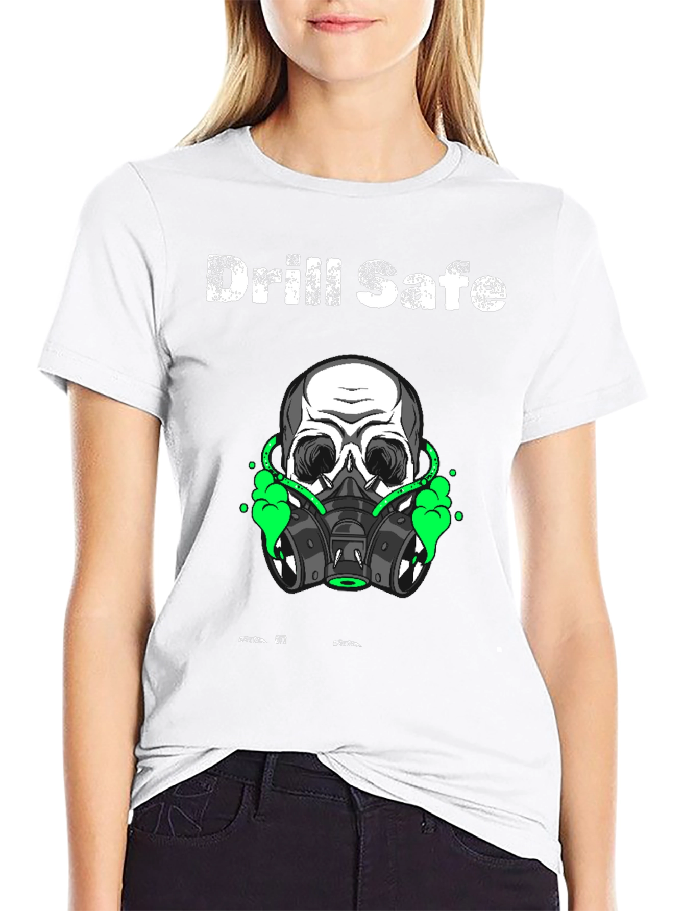 Black Drill Safe Skull Graphic Black T-Shirt view 9