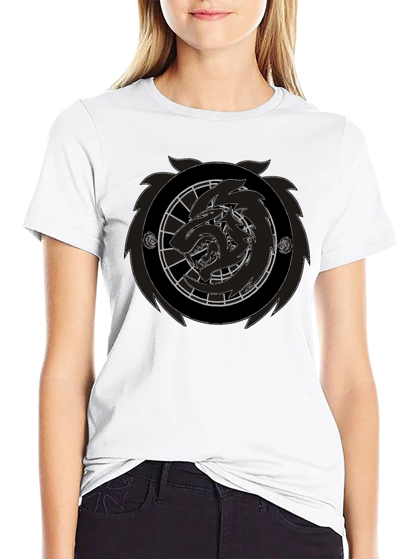 Black Black Wolf Emblem Graphic Tee - Men's Fashion view 9