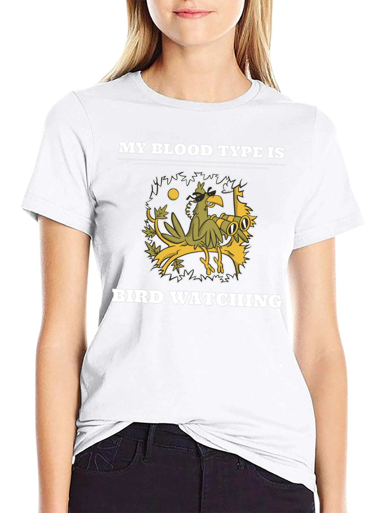 Black Bird Watching Blood Type Graphic T-Shirt view 9