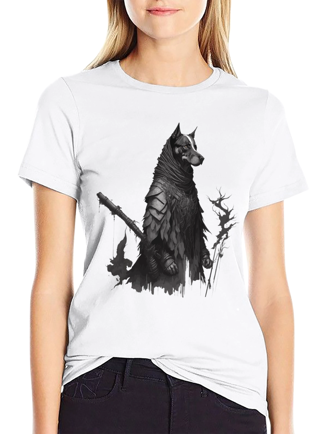 Dog Warrior Graphic Tee - Black Cotton T-Shirt - 9