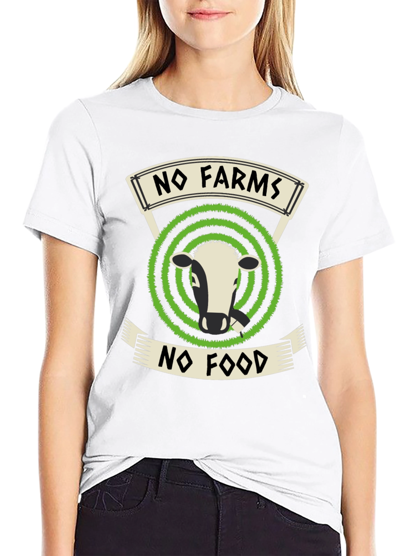 Black No Farms No Food Graphic Tee view 9