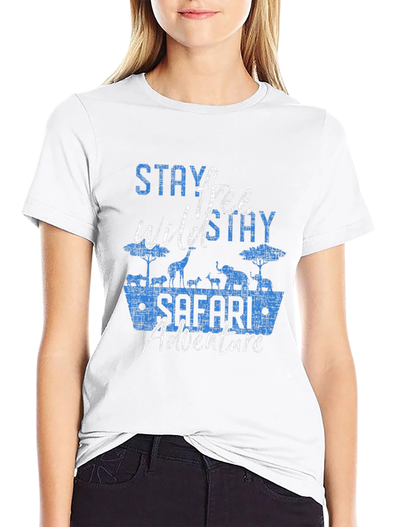 Black Stay Wild Free Safari Adventure Graphic Tee view 9