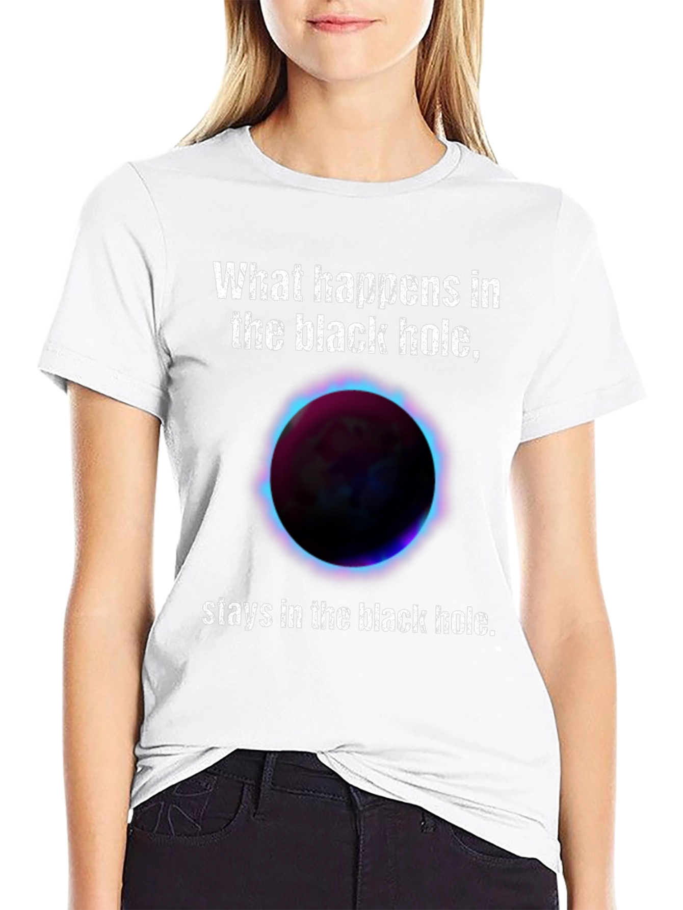 Black Black Hole Graphic T-Shirt - Space Humor Tee view 9