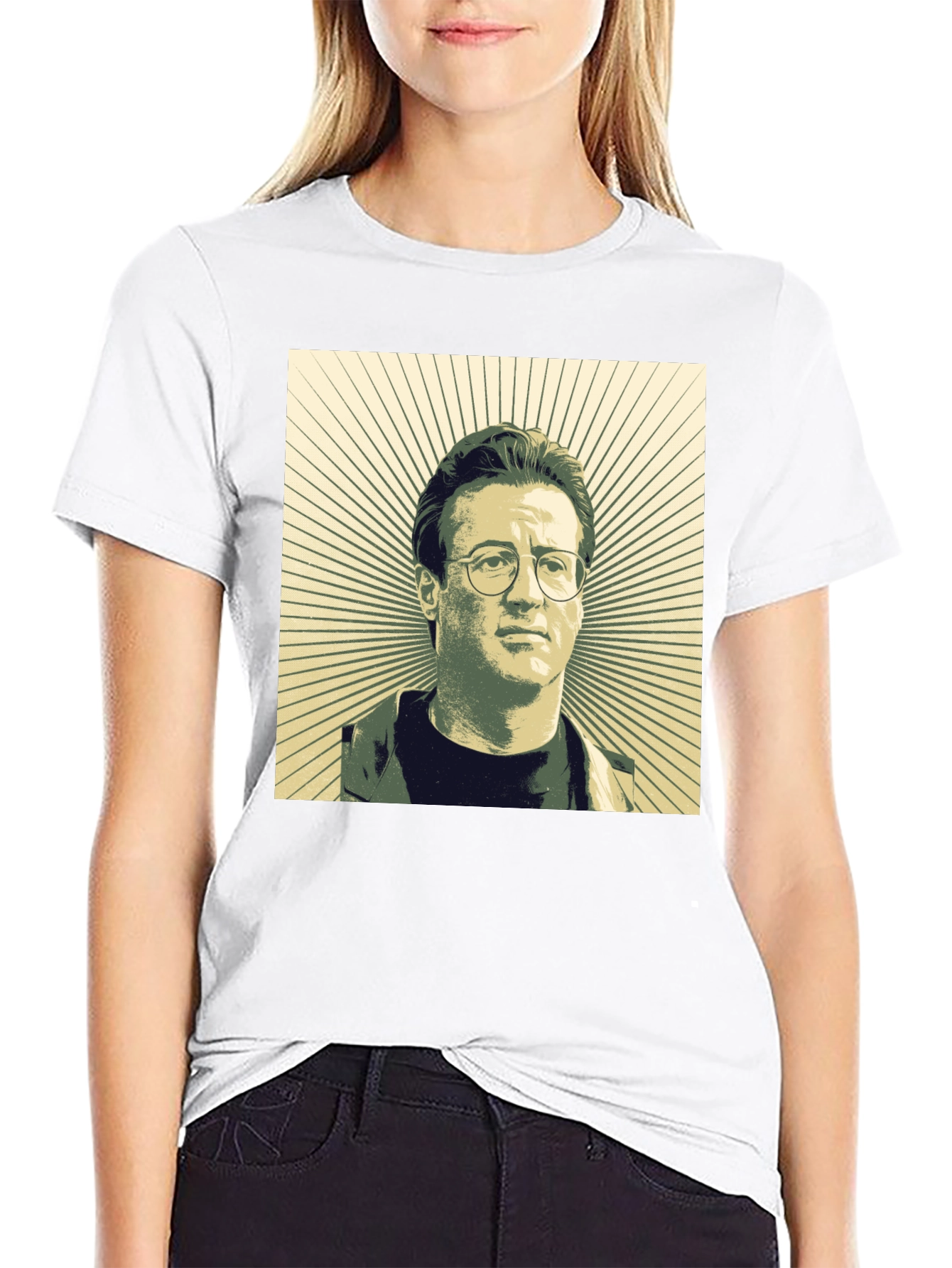 Black Retro Portrait Graphic Tee - Black Cotton Shirt view 9