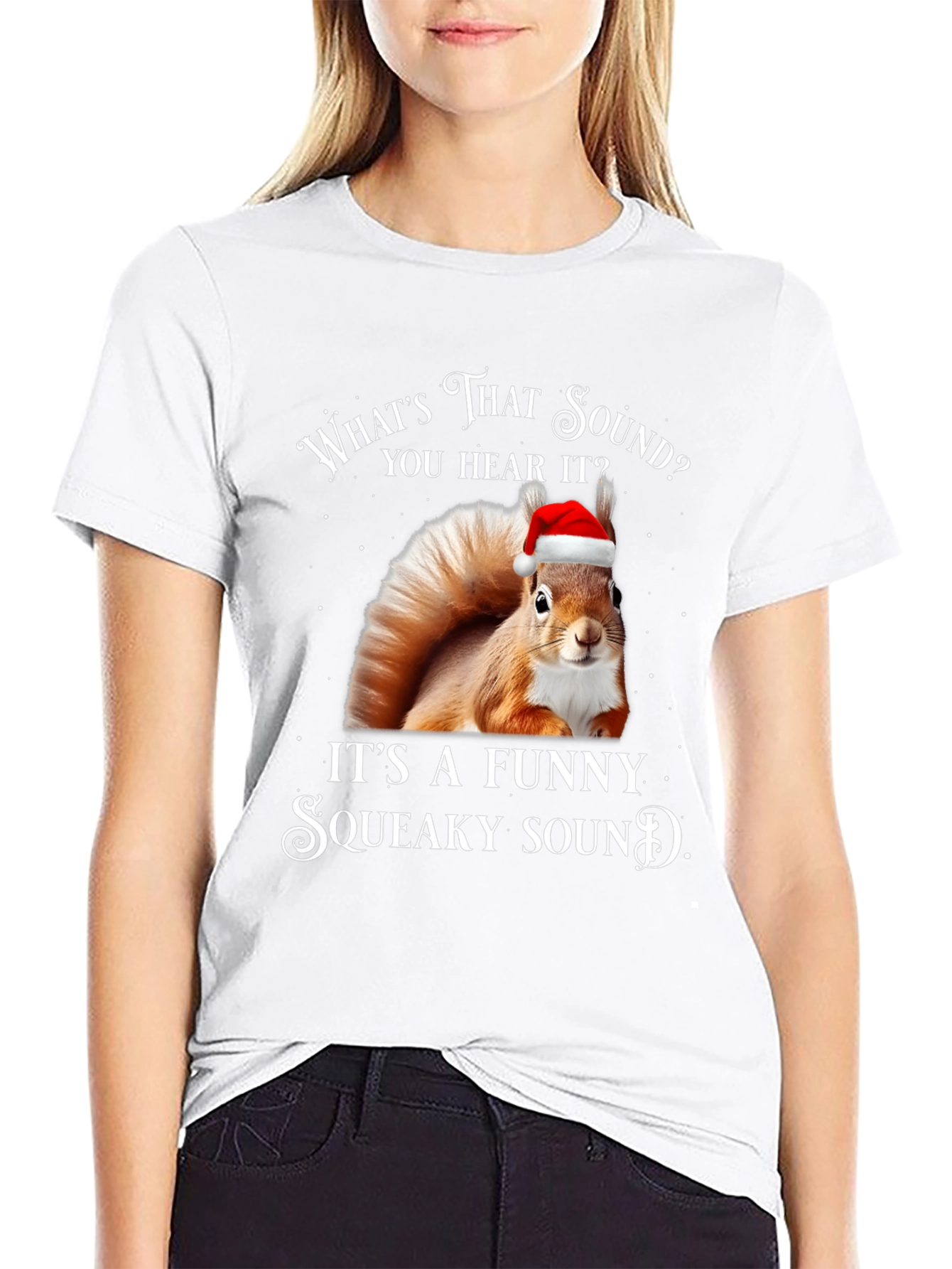 Black Funny Squeaky Sound Squirrel Christmas T-Shirt view 9