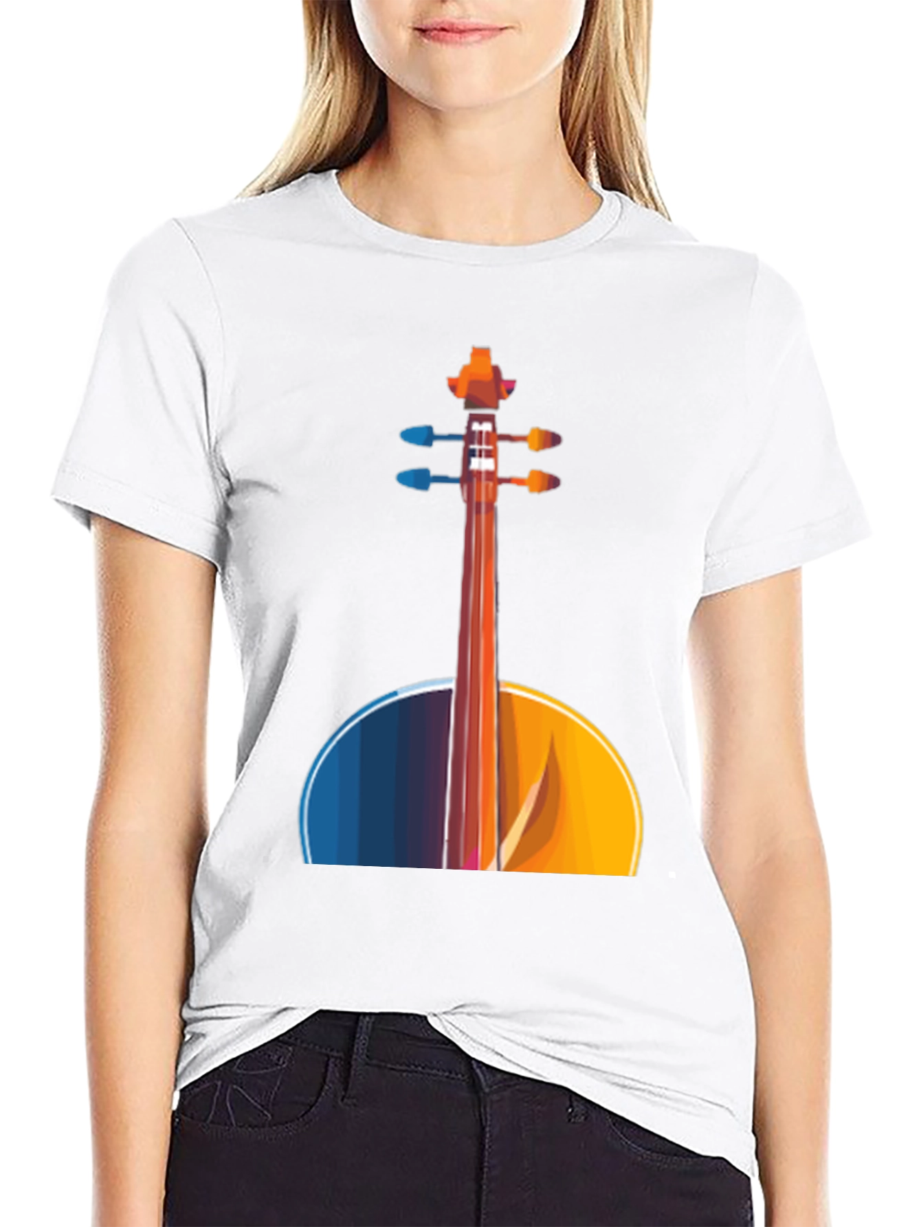 Black Abstract Cello Graphic Tee - Black Musical Shirt view 9