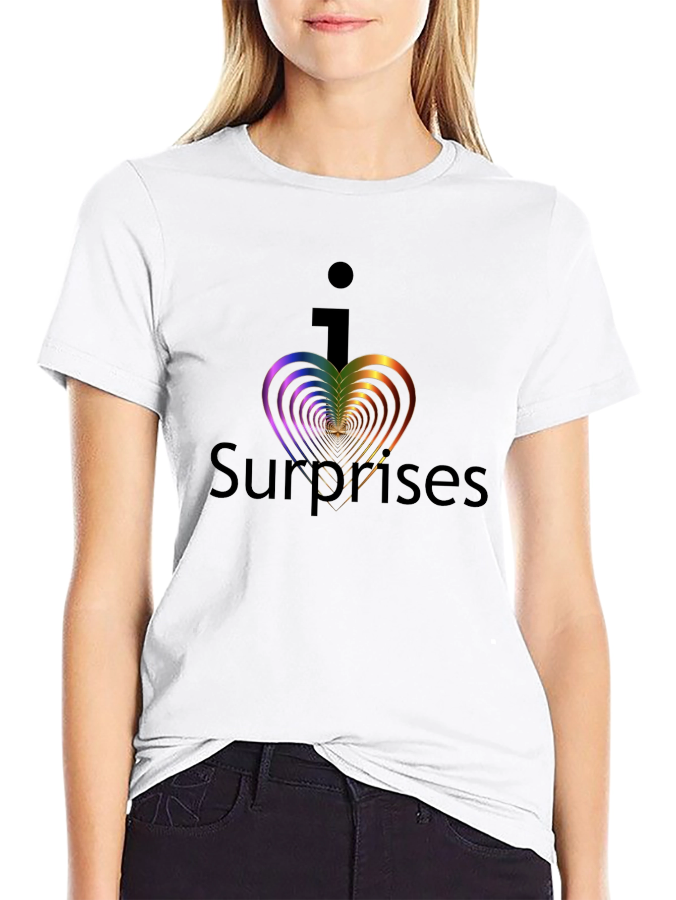 Black I Heart Surprises Graphic Tee - Black Unisex T-Shirt view 9