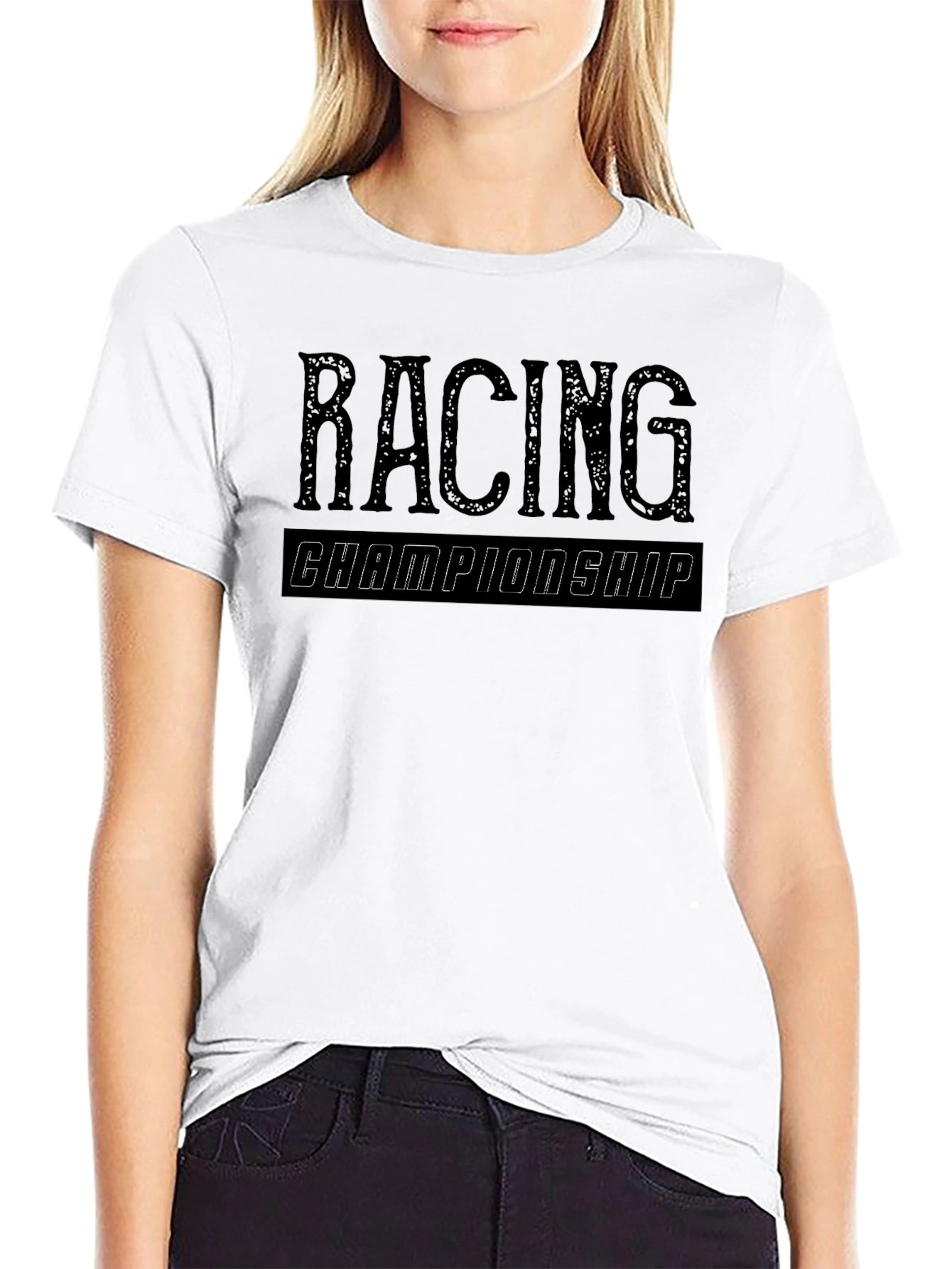 Black Racing Championship Graphic T-Shirt - Classic Design view 9