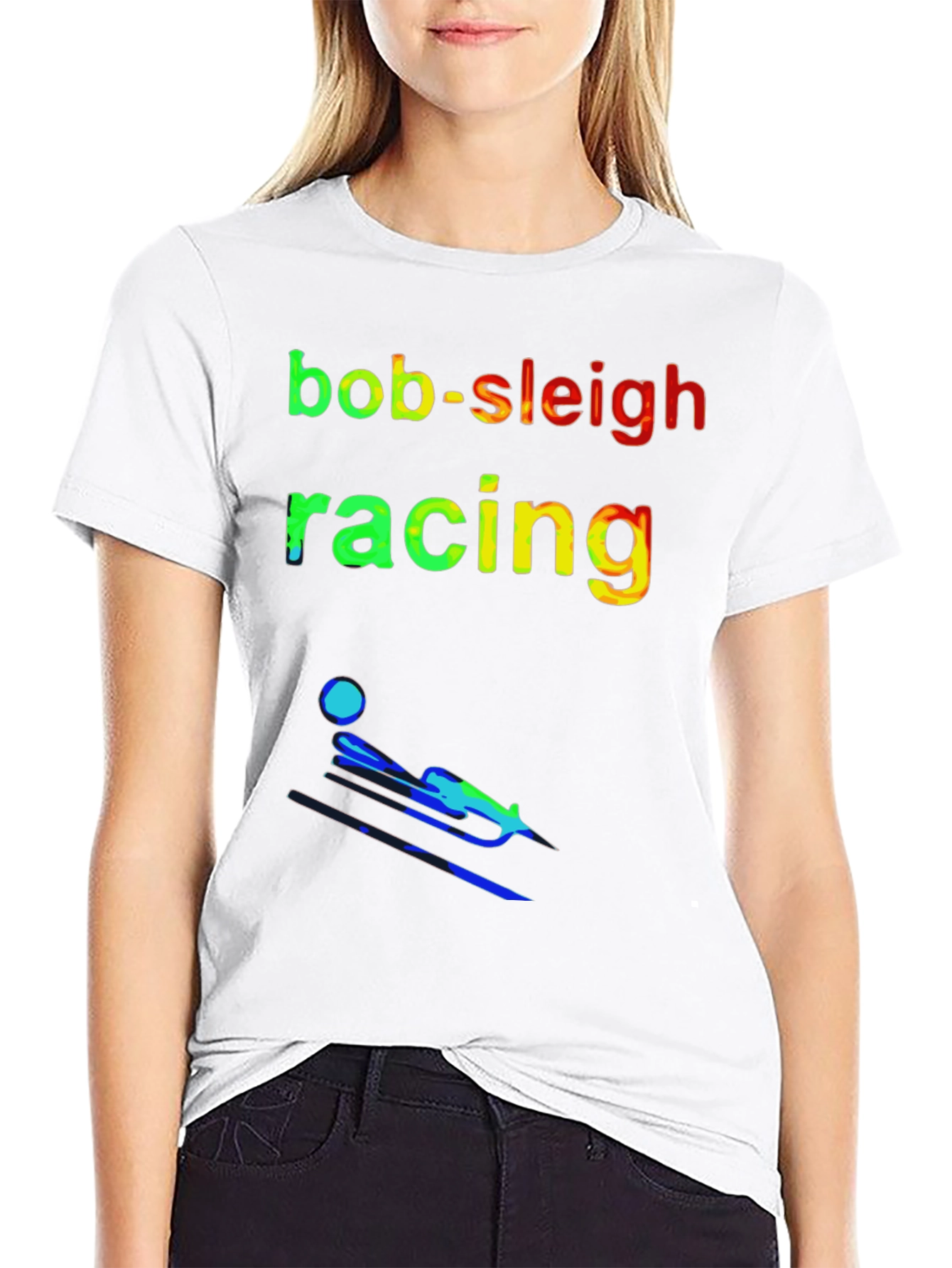Black Bob-Sleigh Racing T-Shirt - Sporty Design view 9