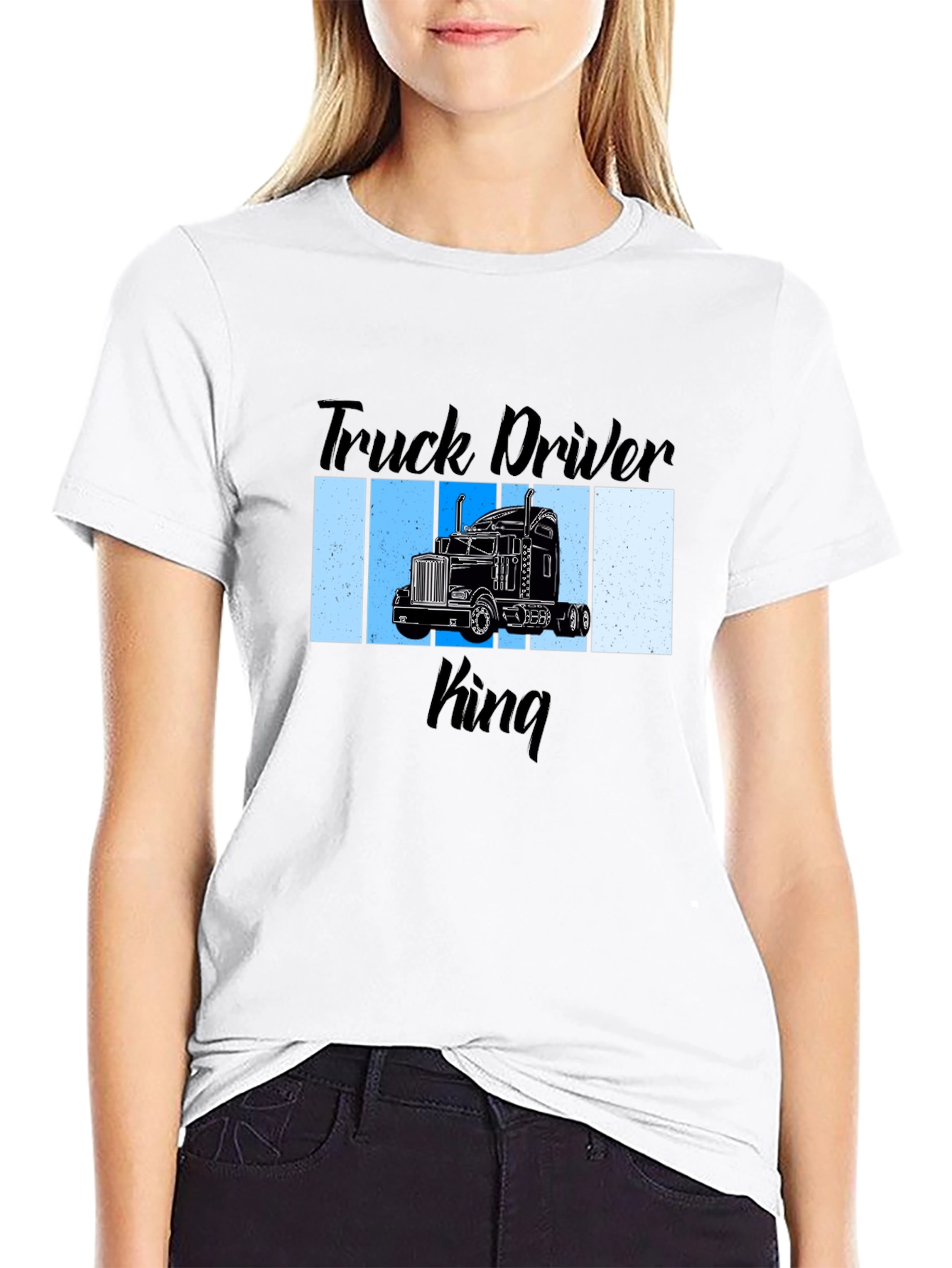 Black Truck Driver King Graphic T-Shirt view 9