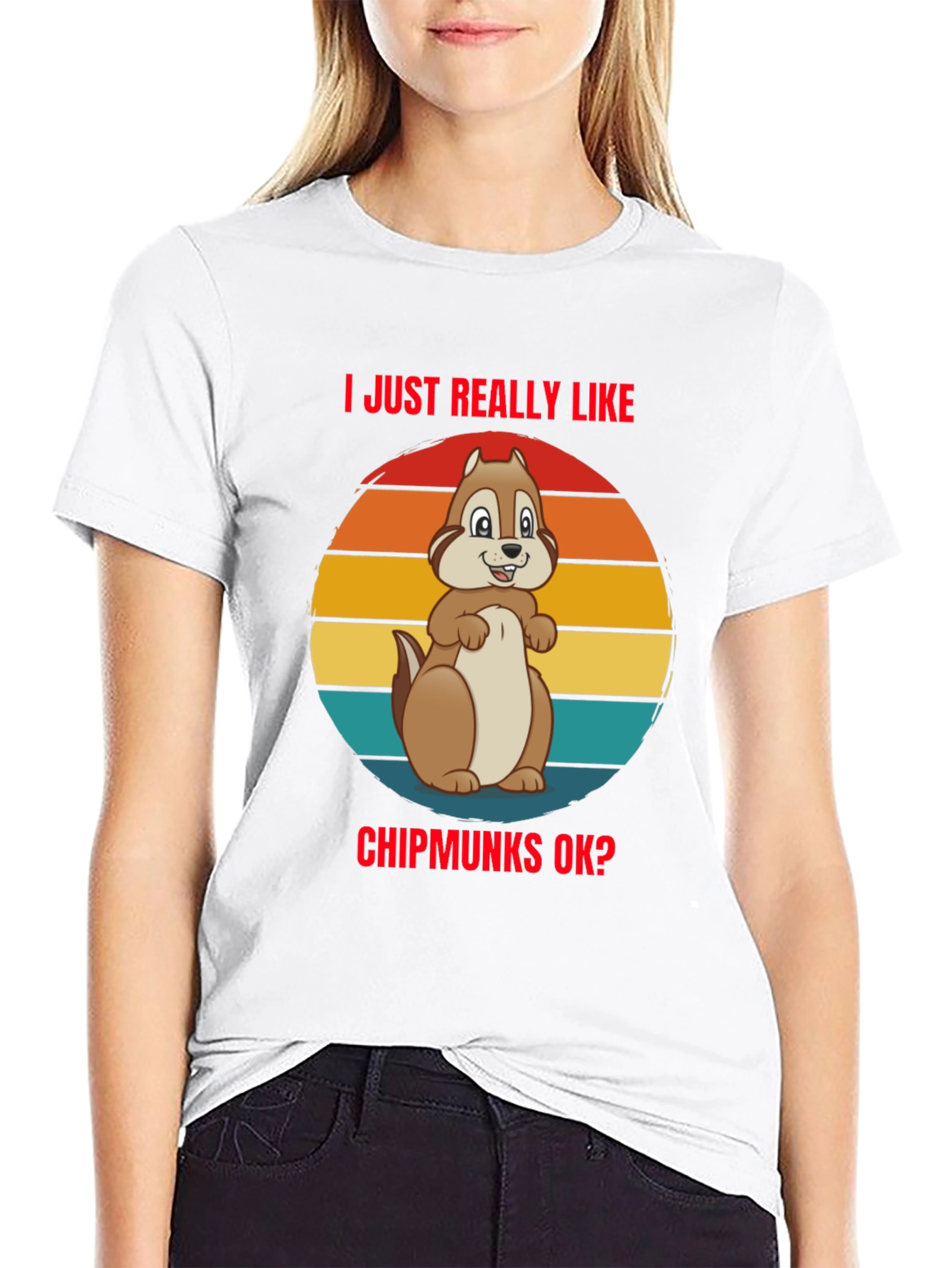 Black I Just Really Like Chipmunks OK? Graphic Tee view 9