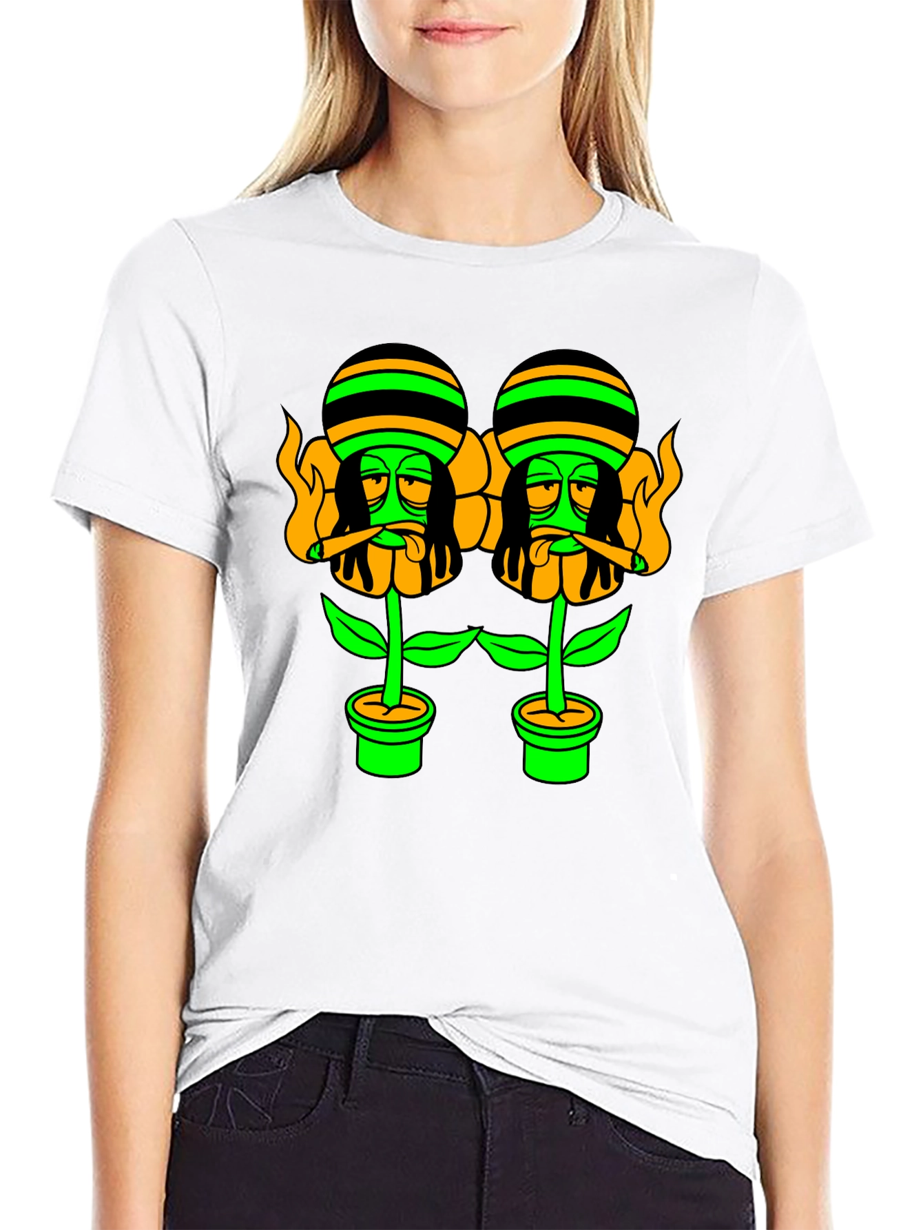 Black Rasta Flower Pot Graphic Tee - Black view 9