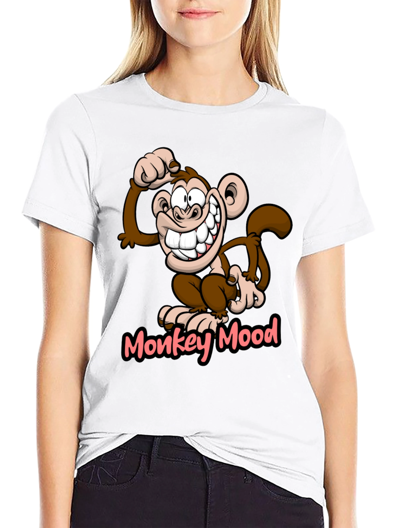 Black Monkey Mood Graphic T-Shirt - Fun Novelty Tee view 9