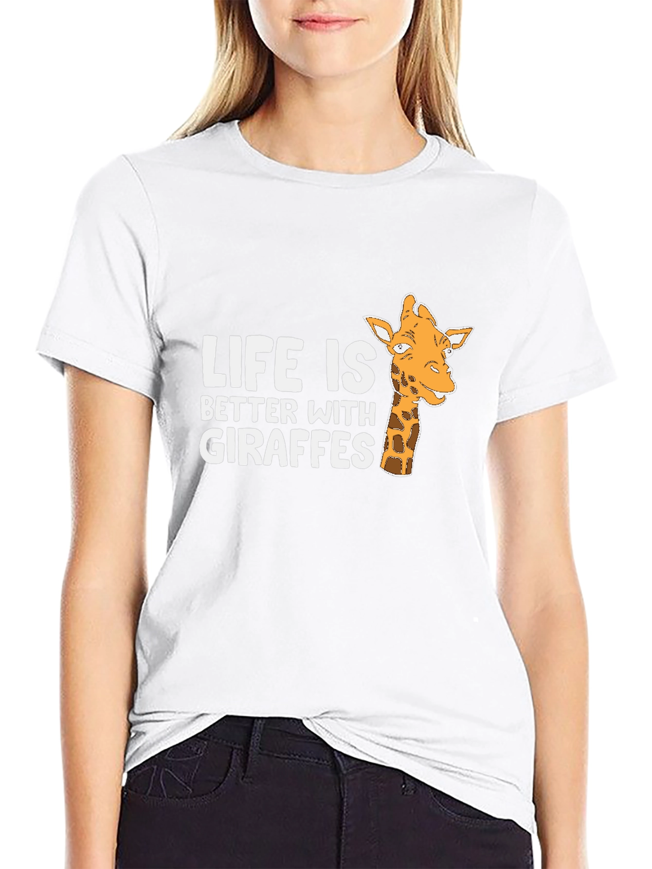 Black Life is Better with Giraffes Black T-Shirt view 9