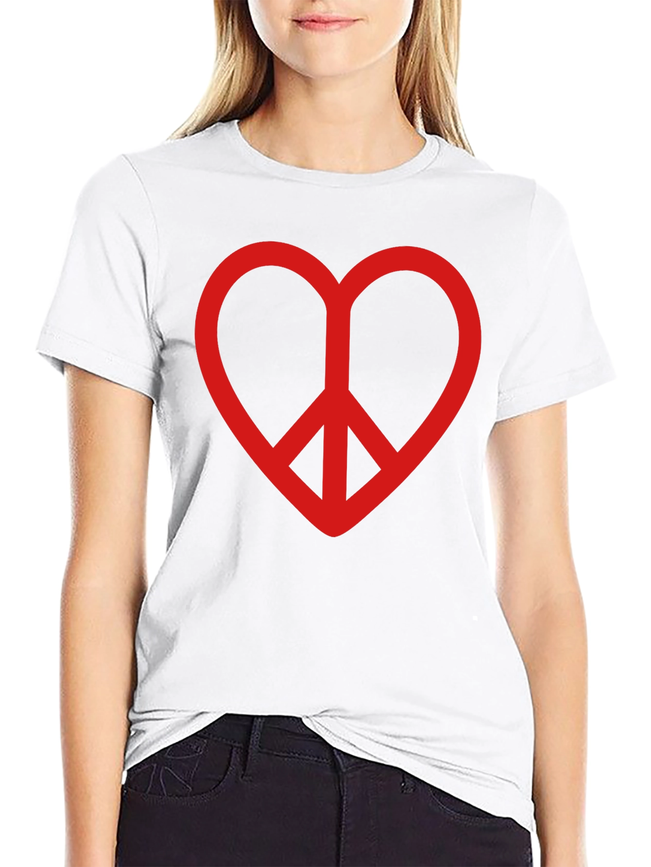 Black Heart Peace Sign Graphic Tee - Black view 9