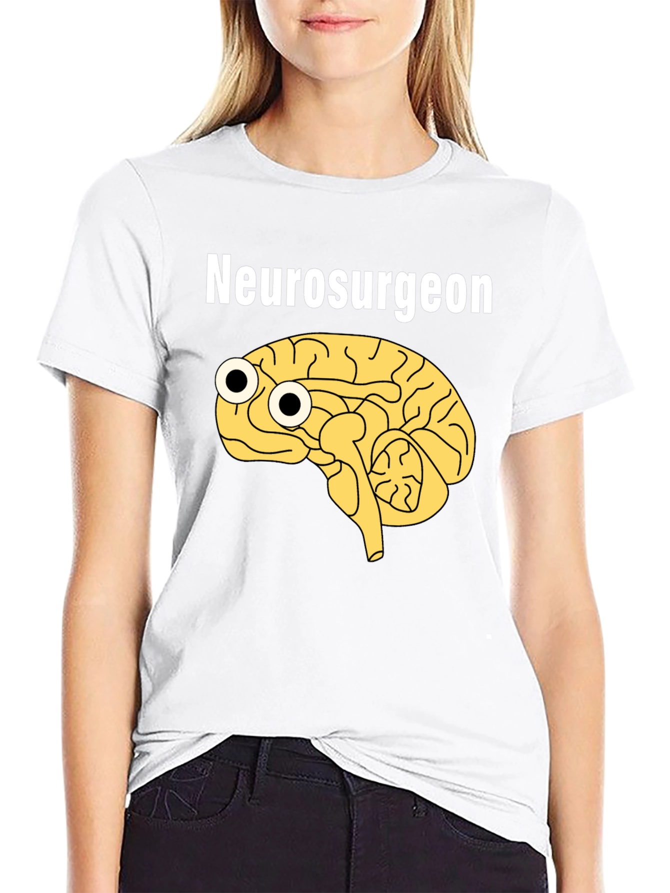 Black Funny Neurosurgeon Brain Googly Eyes Black T-Shirt view 9