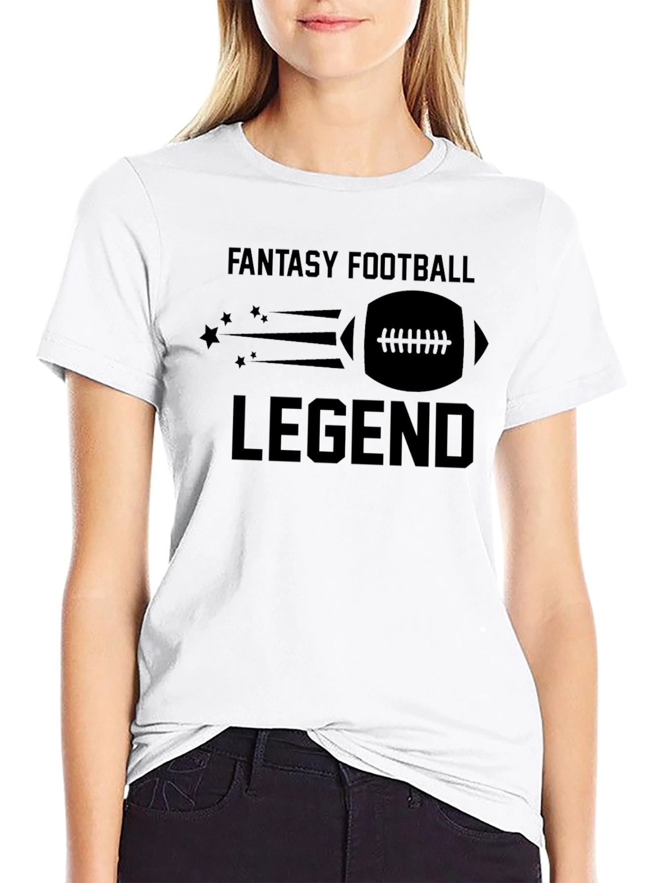 Black Fantasy Football Legend T-Shirt - Black Crew Neck Tee view 9