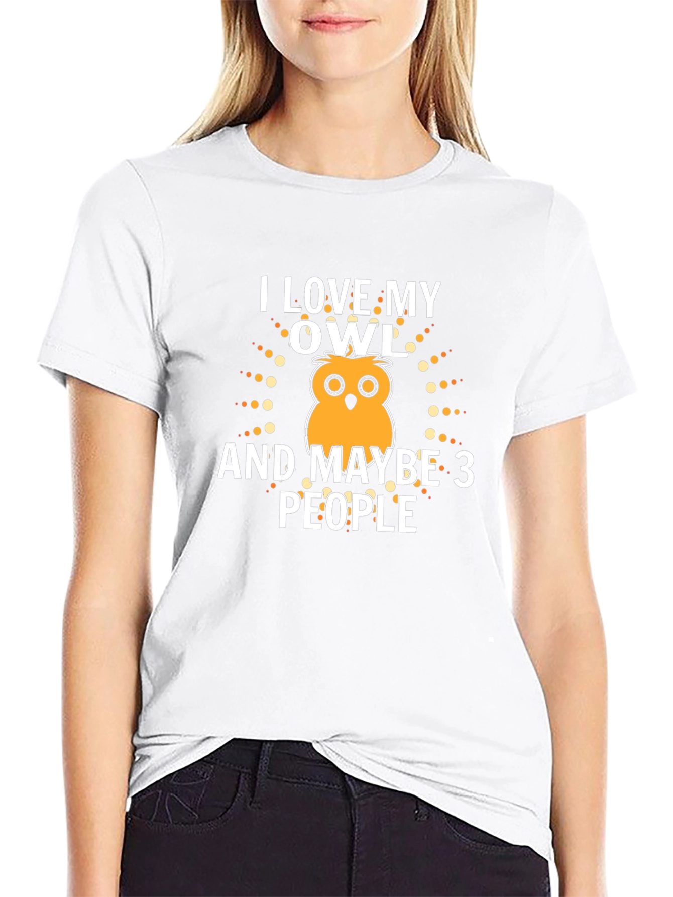 Black I Love My Owl And Maybe 3 People T-Shirt view 9