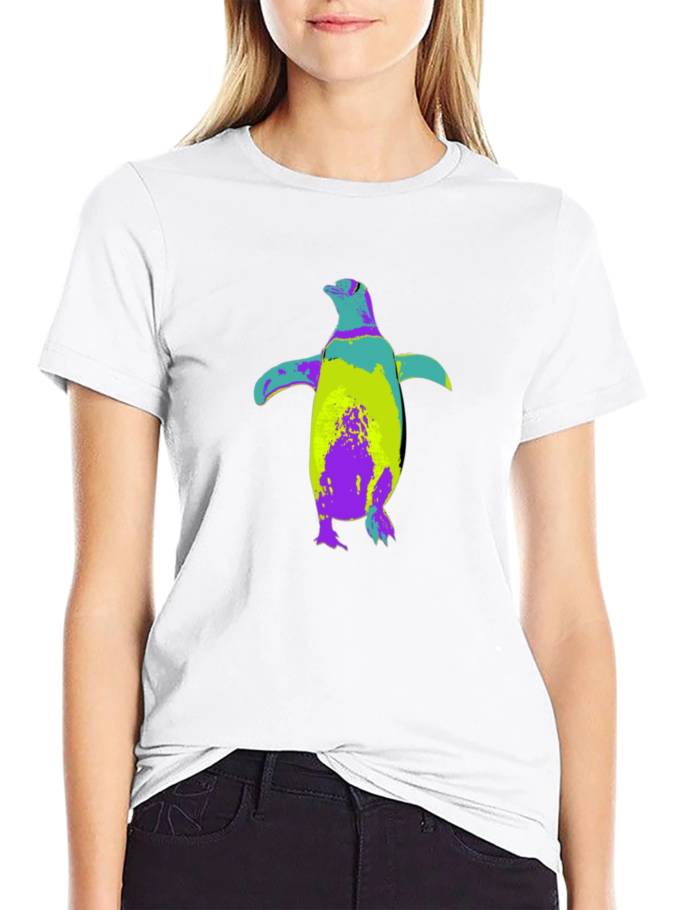 Black Colorful Penguin Graphic T-Shirt - Soft Cotton Blend view 9