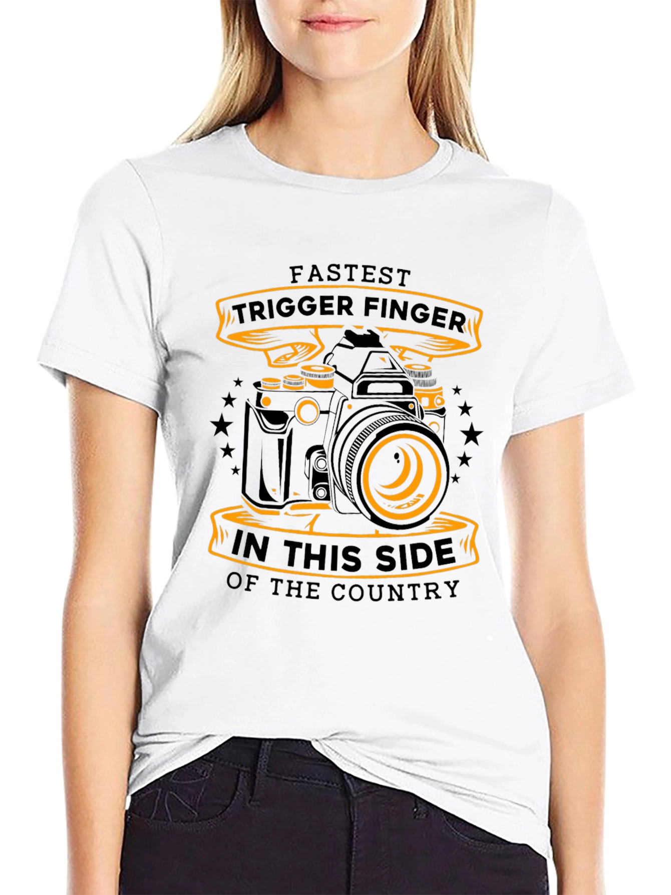 Black Fastest Trigger Finger Camera Graphic T-Shirt view 9