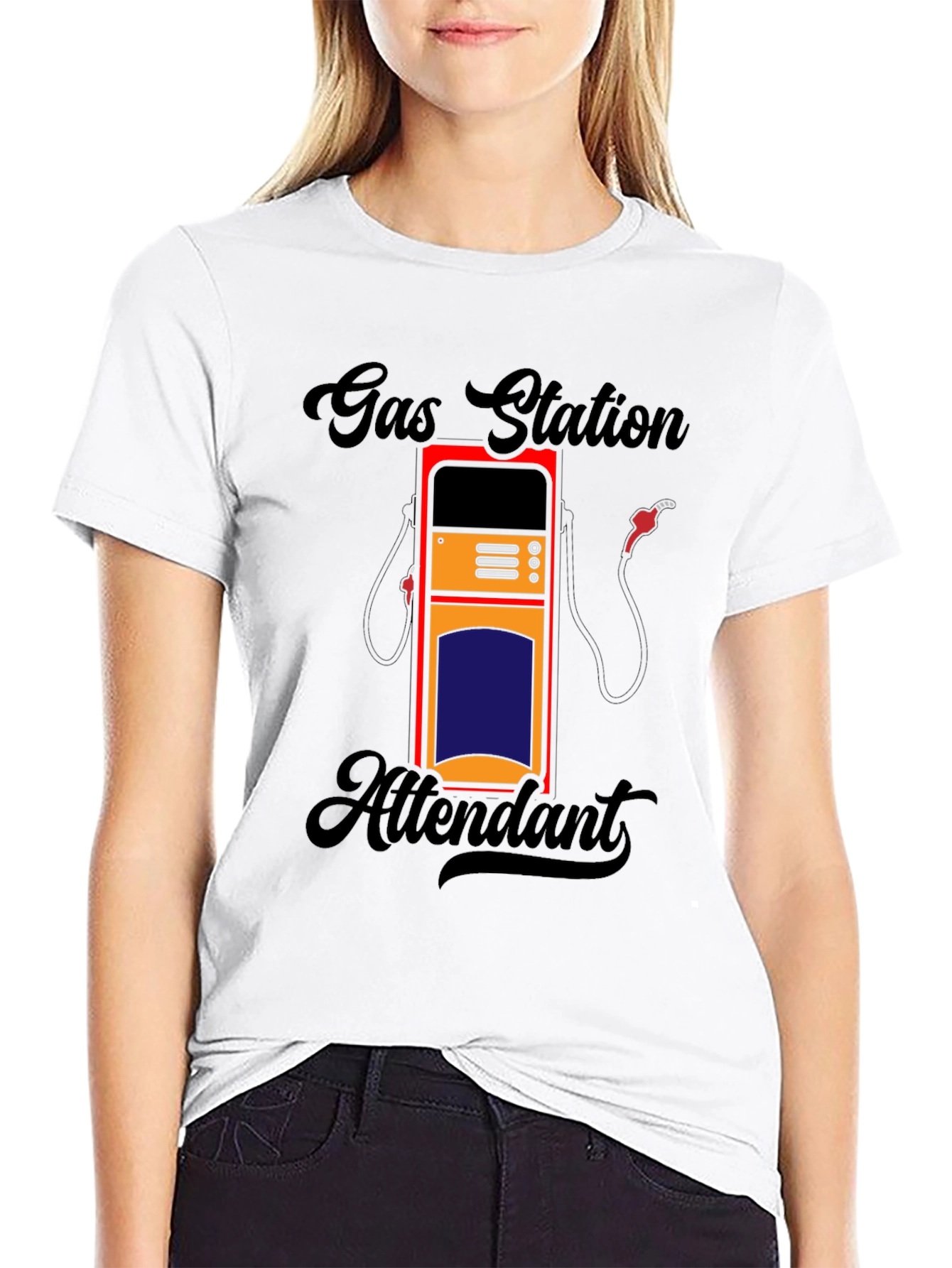 Black Gas Station Attendant Graphic Tee - Black Cotton Comfort view 9