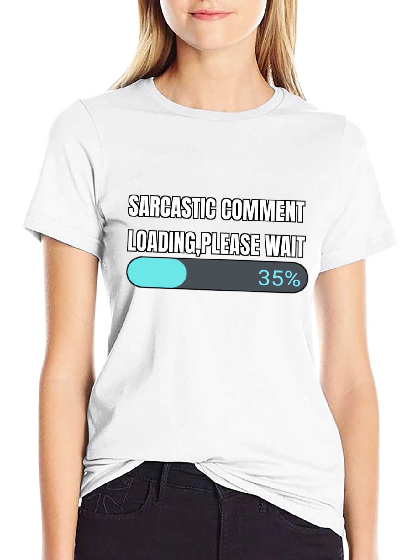 Black Sarcastic Comment Loading T-Shirt - Funny Novelty Tee view 9