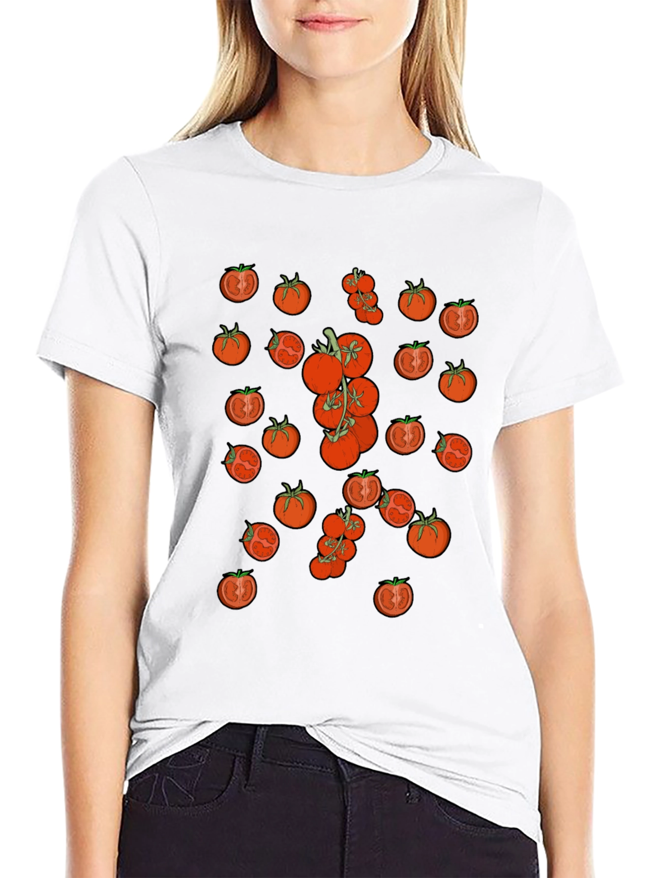Tomato Pattern Black T-Shirt - 9