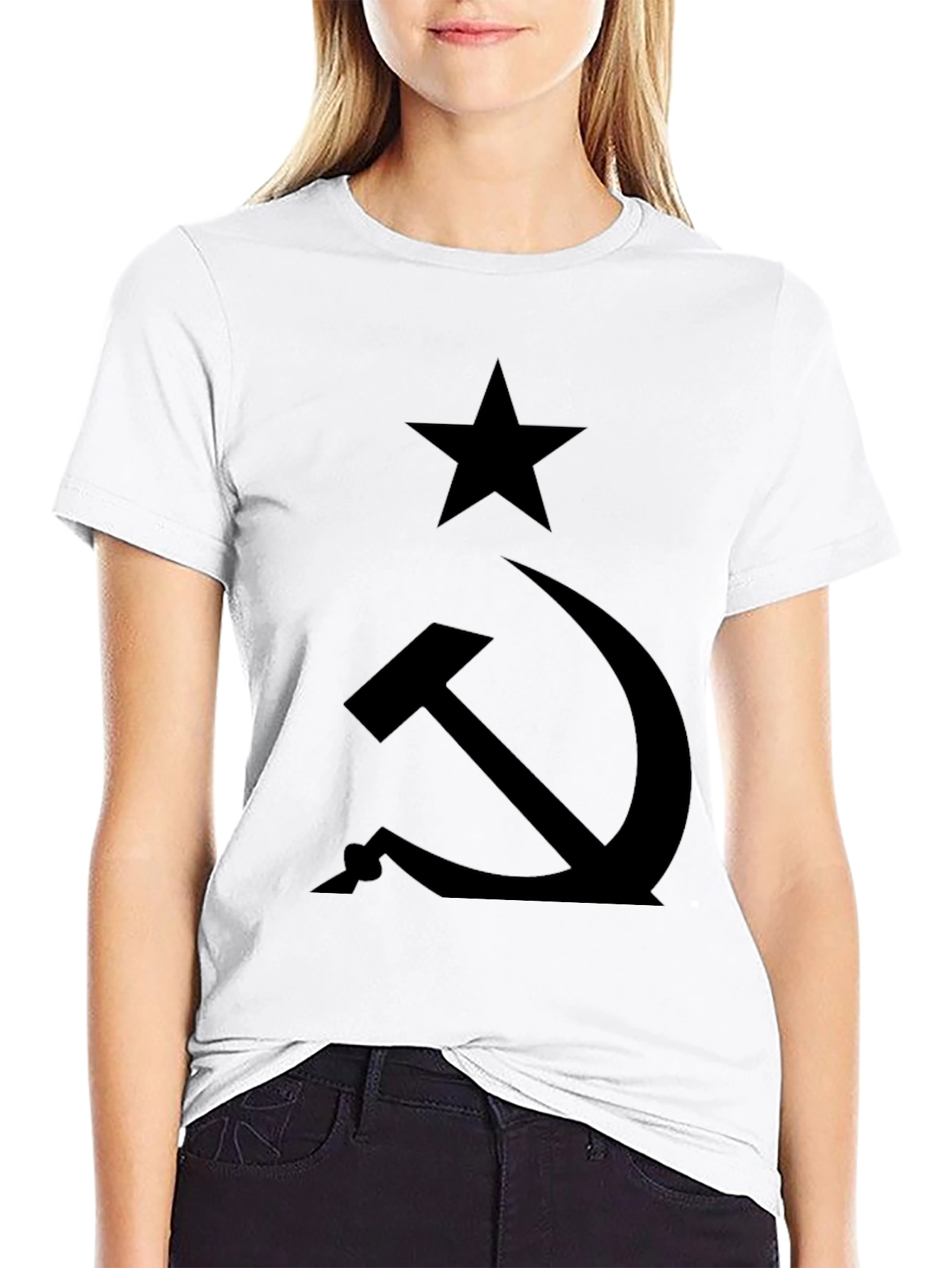 Black Hammer & Sickle Black T-Shirt - Classic Communist Symbol view 9