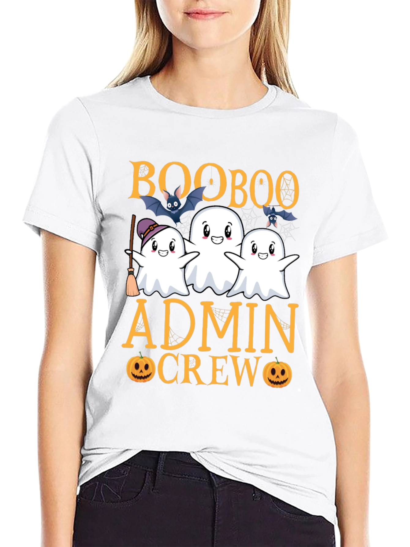 Black Boo Boo Admin Crew Halloween T-Shirt view 9