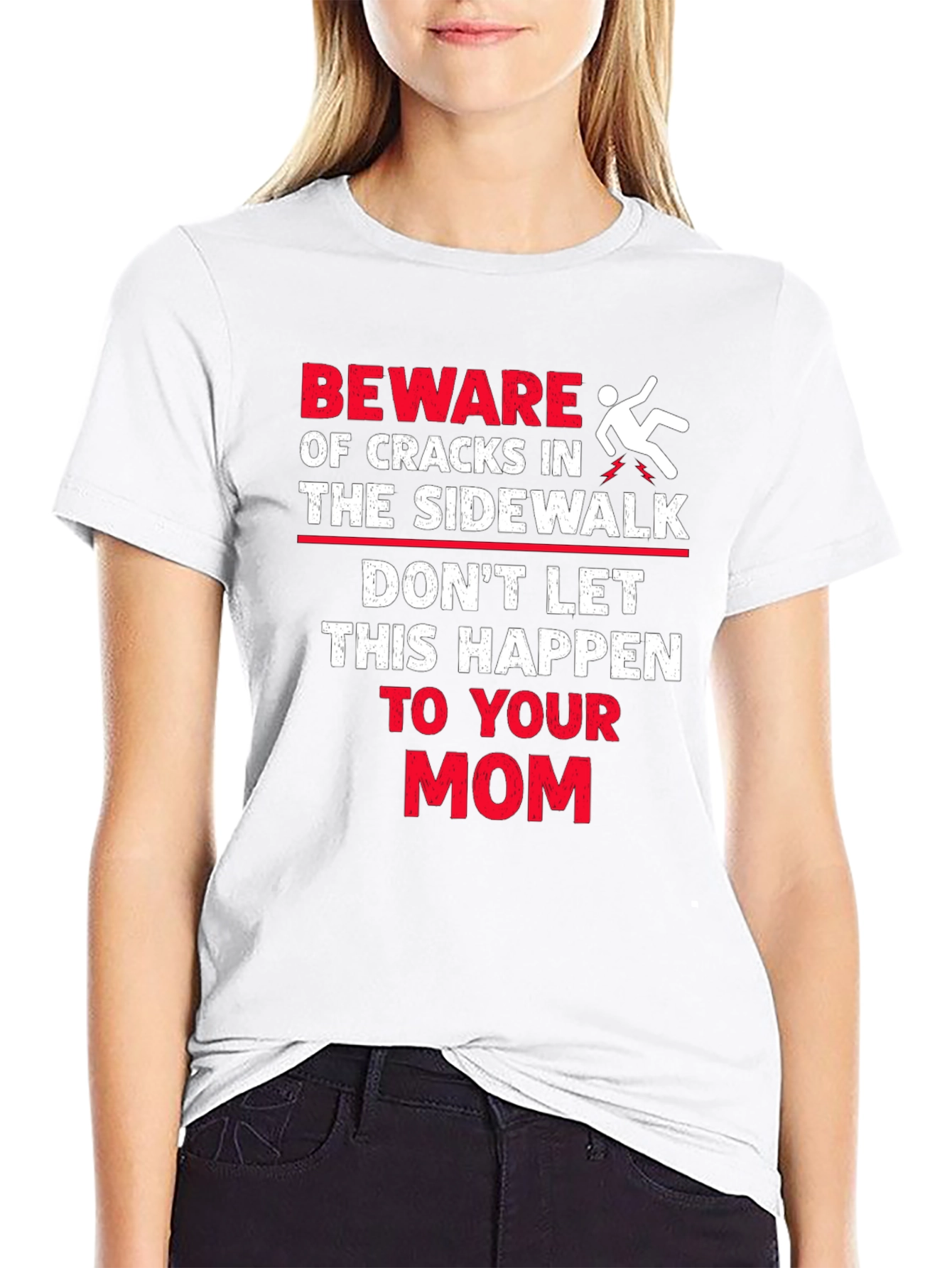 Black Beware Cracks Sidewalk Funny Mom Graphic Tee view 9