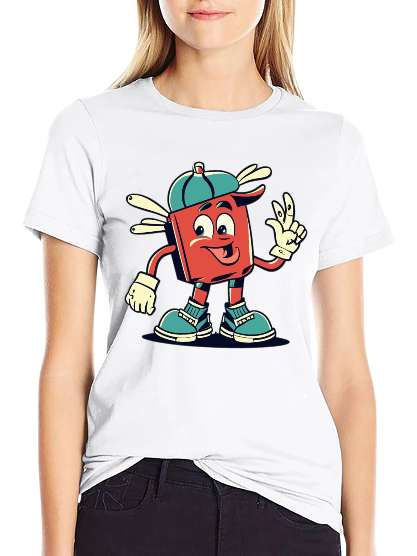 Black Retro Cartoon Graphic Tee - Cool Character Design view 9