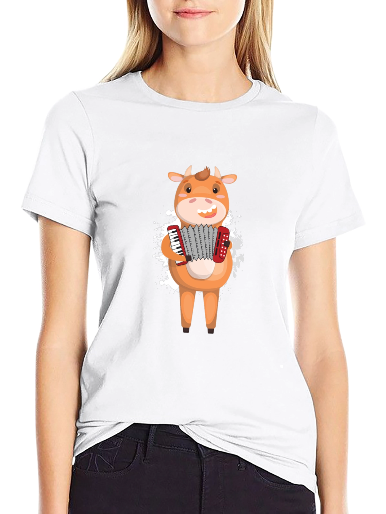 Black Cow Accordion T-Shirt - Musical Animal Tee view 9