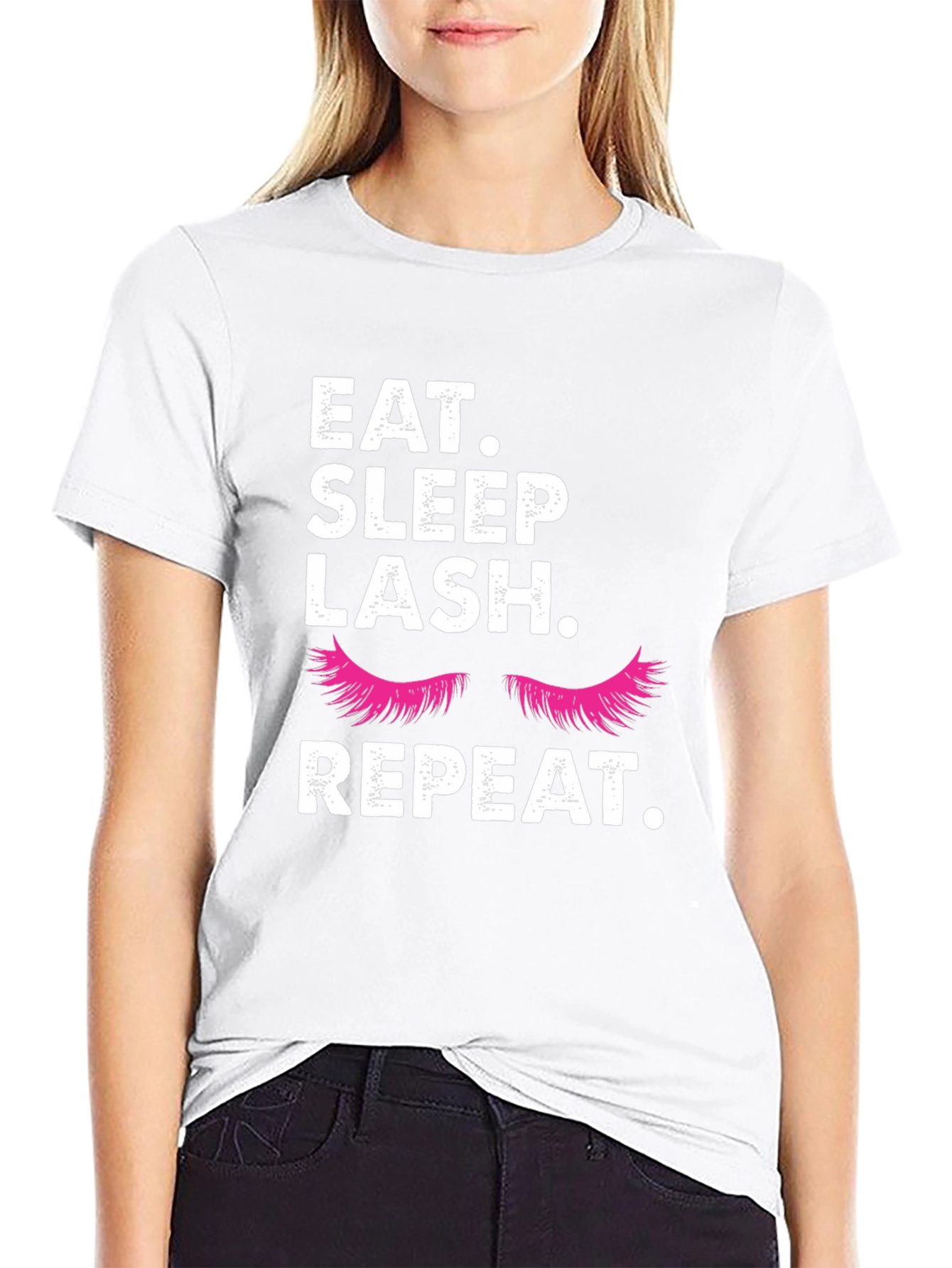 Black Eat, Sleep, Lash, Repeat T-Shirt view 9