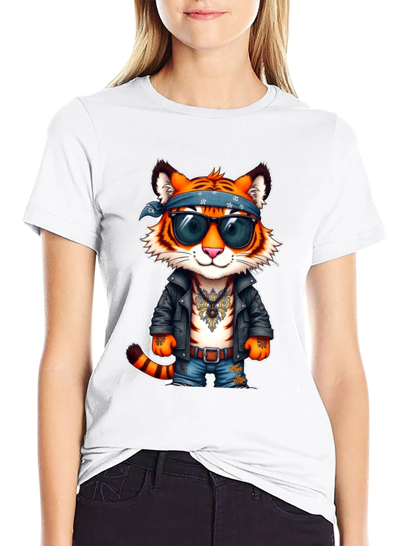 Black Cool Tiger Graphic Tee - Rocker Style view 9