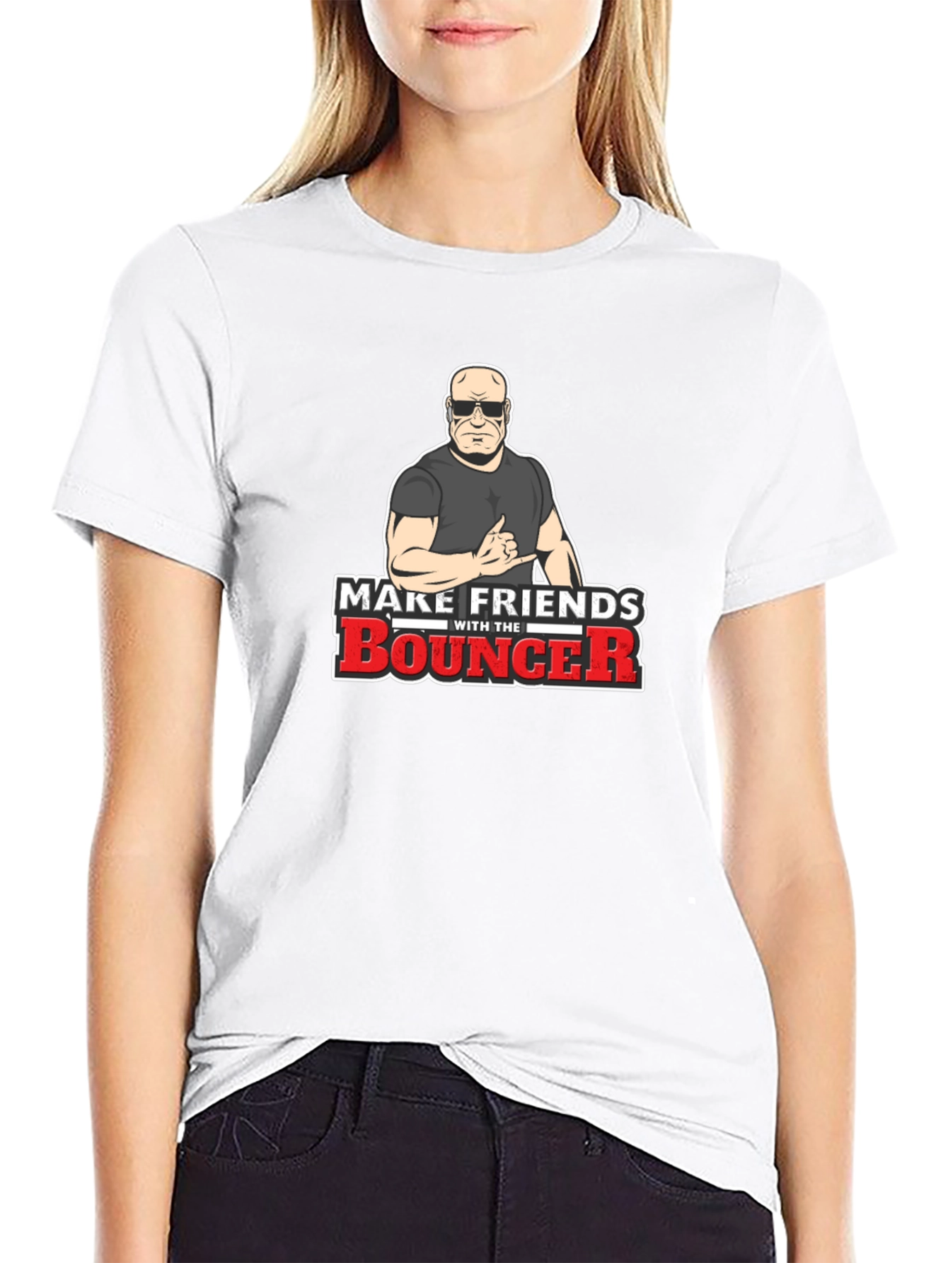 Black Make Friends With The Bouncer Black T-Shirt view 9