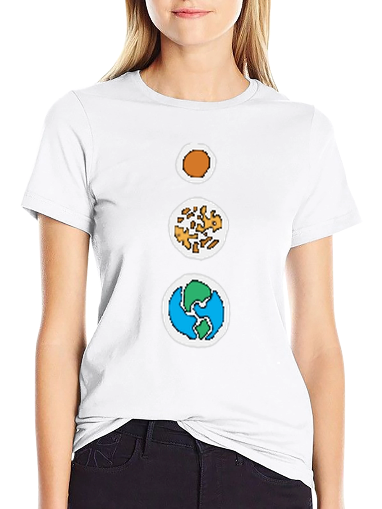 Black Pixel Solar System Graphic Tee - Retro Style view 9