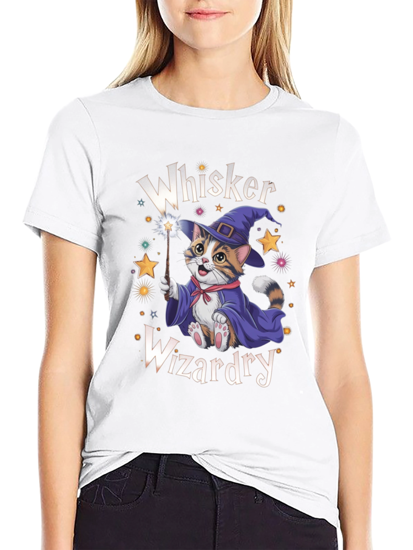 Black Whiskers Wizardry Cat T-Shirt view 9