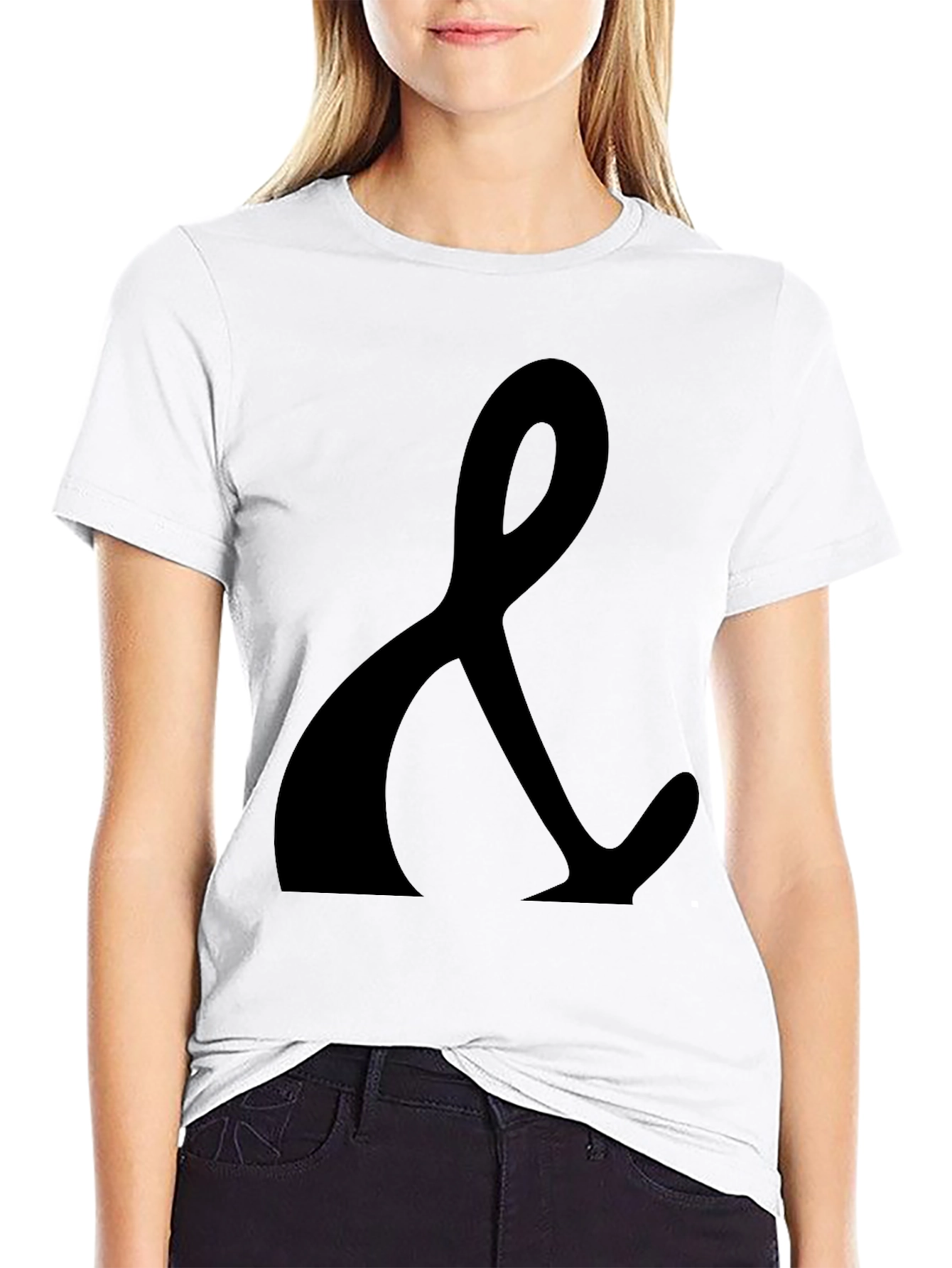 Black Black T-Shirt with Ampersand Print - Casual Style view 9